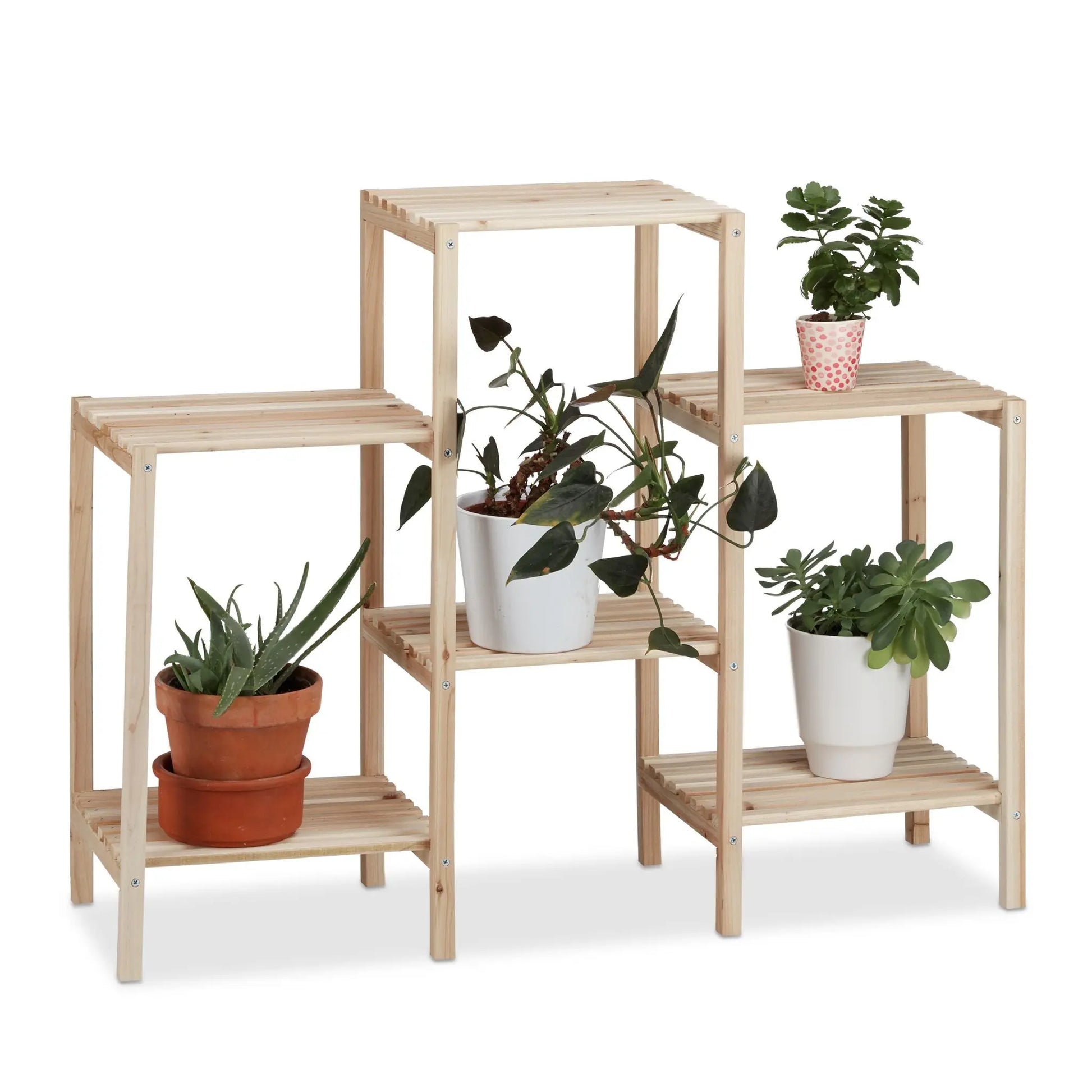 Pflanzenregal Holz Hellbraun von Relaxdays