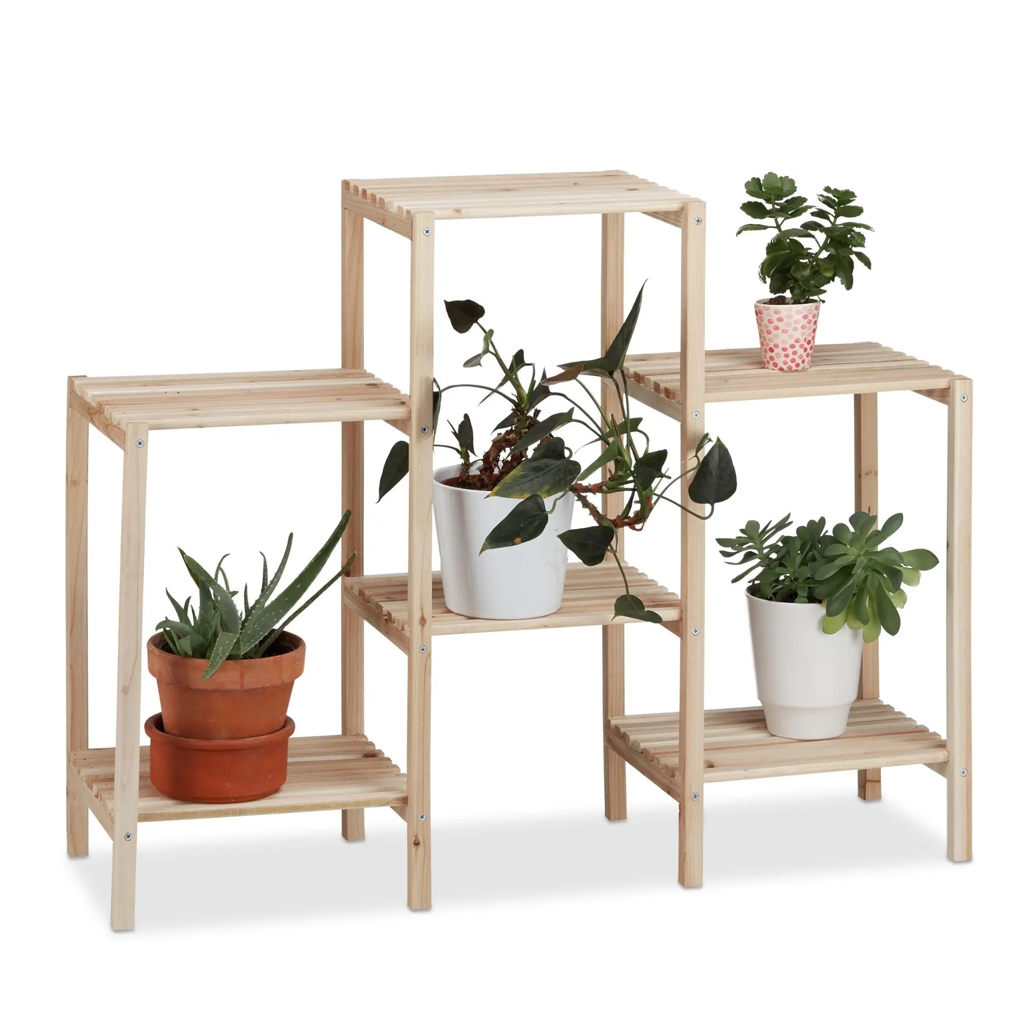 Pflanzenregal Holz Hellbraun von Relaxdays