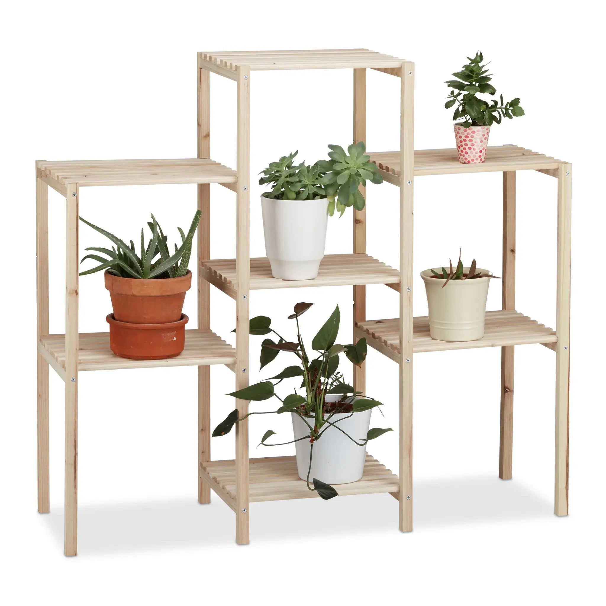 Pflanzenregal Holz Hellbraun von Relaxdays