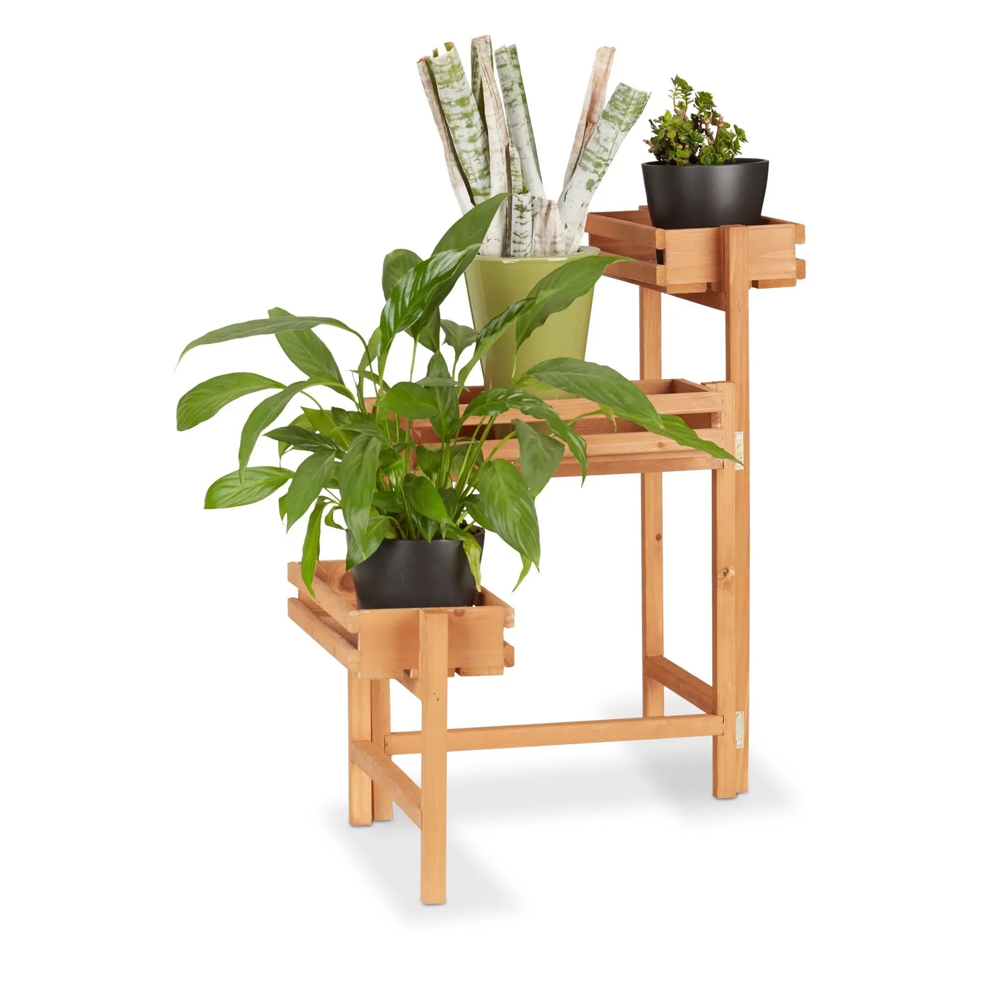 Blumentreppe Holz beweglich Hellbraun von Relaxdays