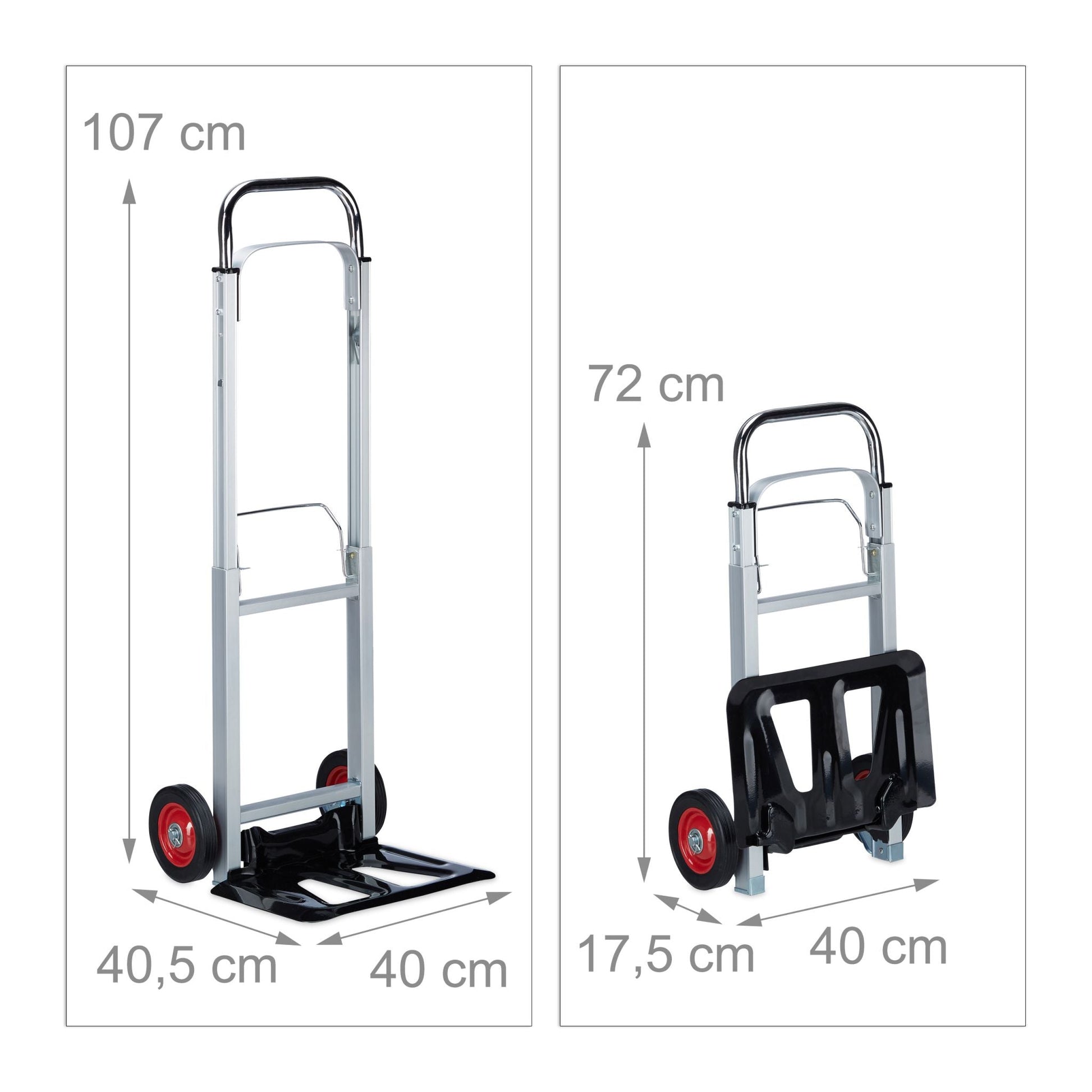 Sackkarre bis 200 kg Rot-Schwarz-Silber von Relaxdays