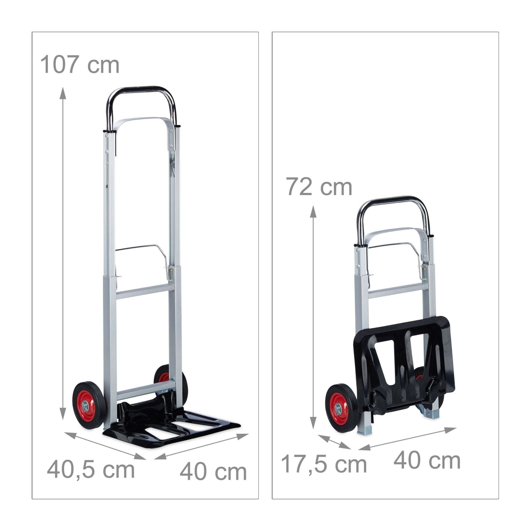 Sackkarre bis 200 kg Rot-Schwarz-Silber von Relaxdays