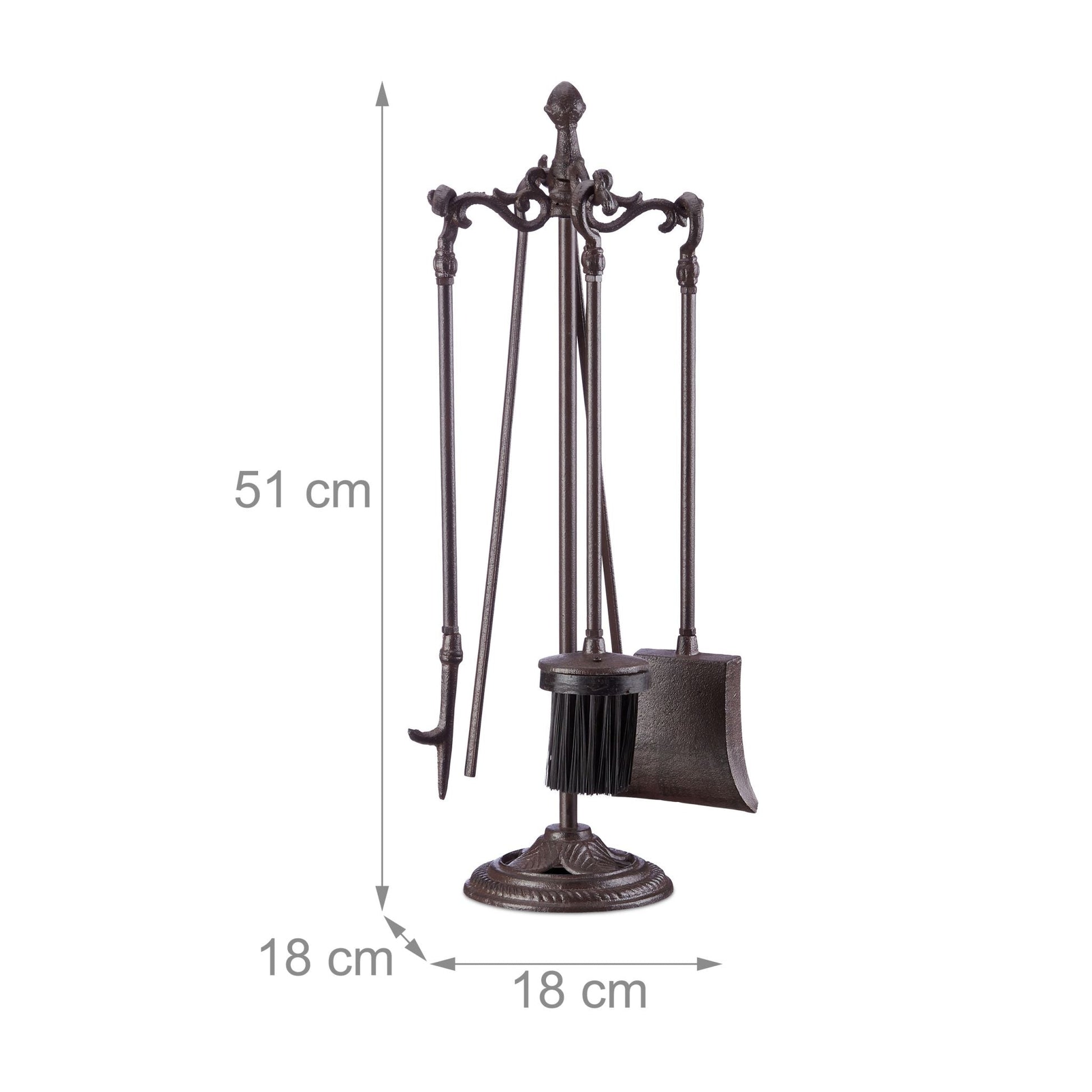 Kaminbesteck 5-teilig Gusseisen Braun von Relaxdays