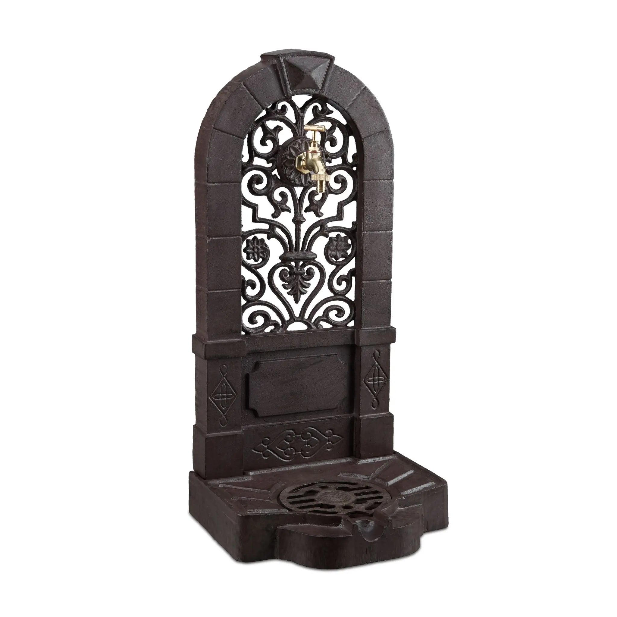 Standbrunnen Antik Dunkelbraun-Gold von Relaxdays