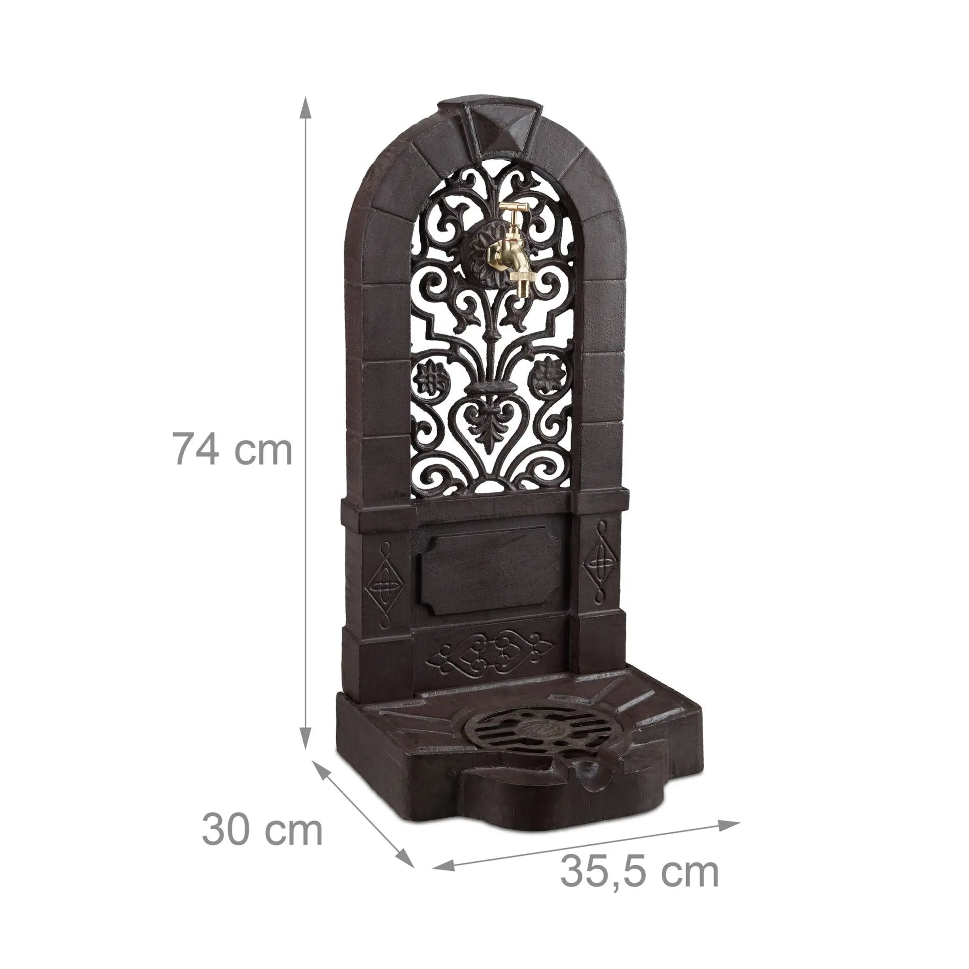 Standbrunnen Antik Dunkelbraun-Gold von Relaxdays