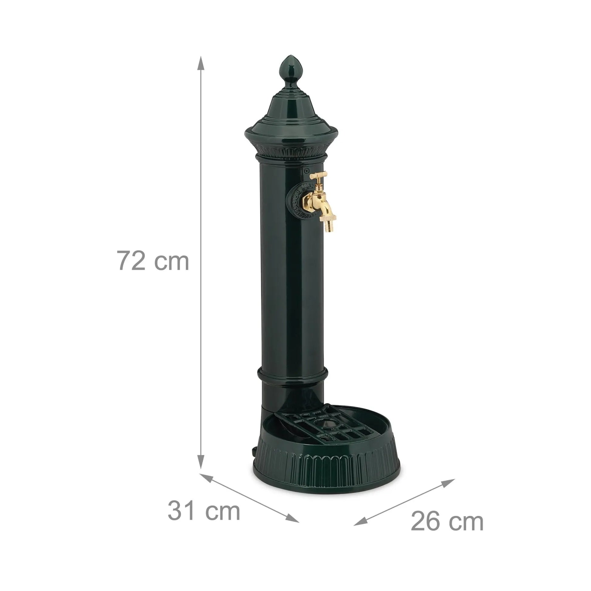 Standbrunnen Antik Dunkelgrün-Gold von Relaxdays