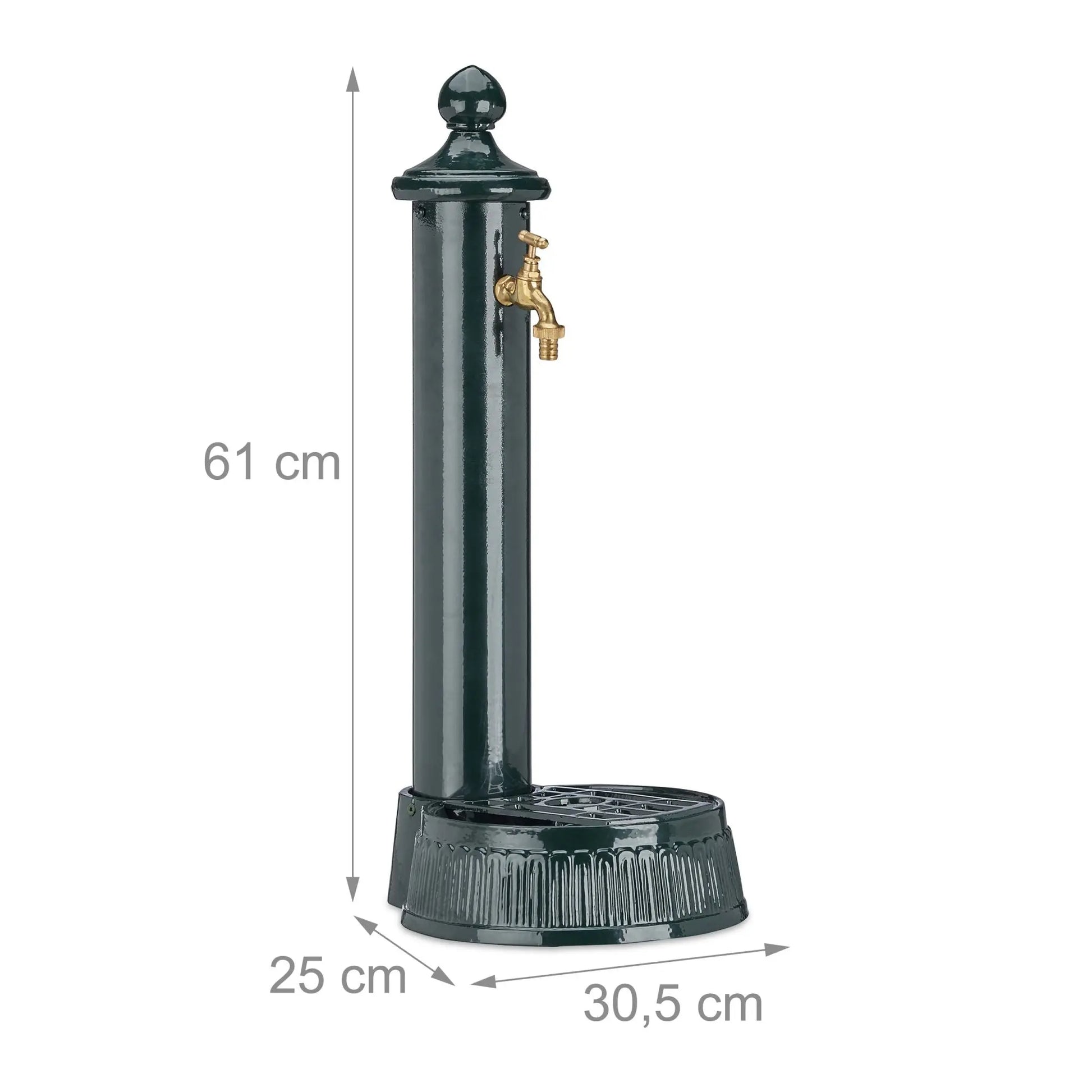 Standbrunnen Antik Dunkelgrün-Gold von Relaxdays