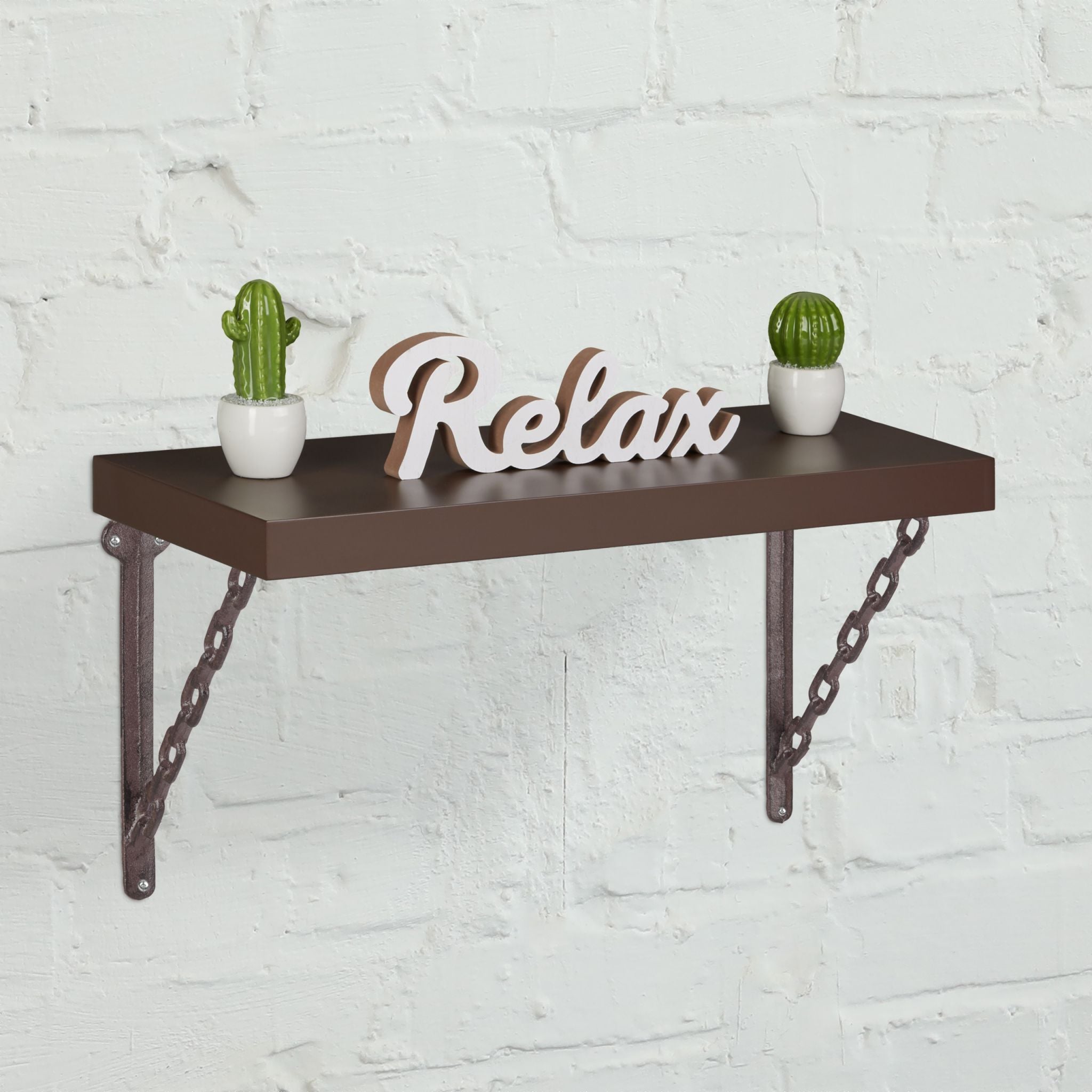Regalwinkel Gusseisen 2er-Set Kette Dunkelbraun von Relaxdays
