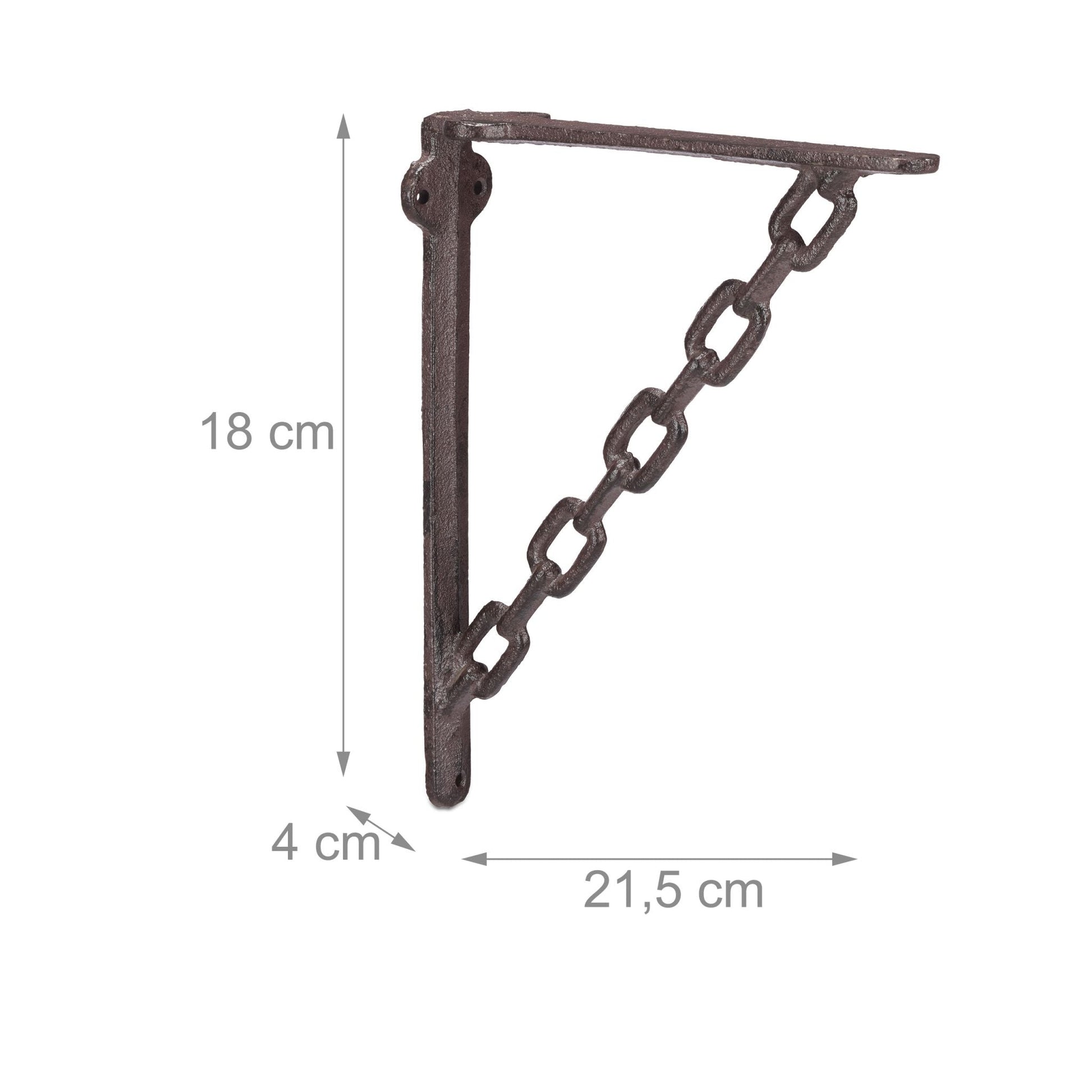 Regalwinkel Gusseisen 2er-Set Kette Dunkelbraun von Relaxdays