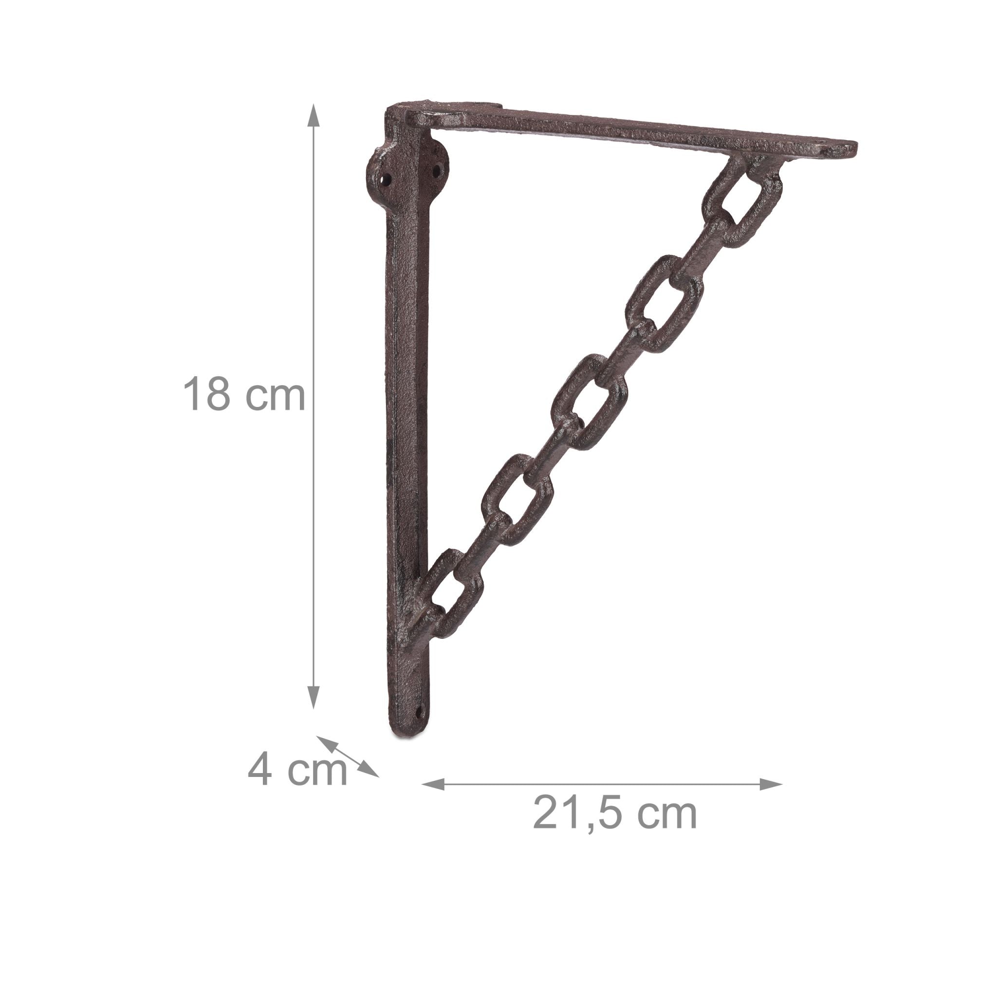 Regalwinkel Gusseisen 2er-Set Kette Dunkelbraun von Relaxdays