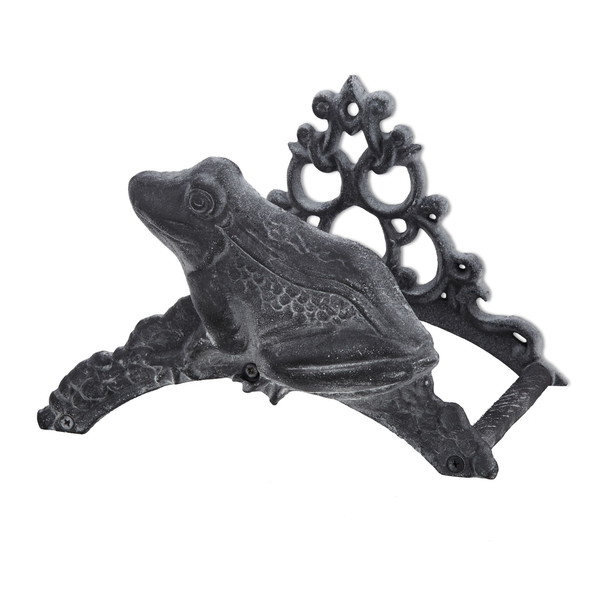 Gartenschlauchhalter Gusseisen Frosch Grau von Relaxdays