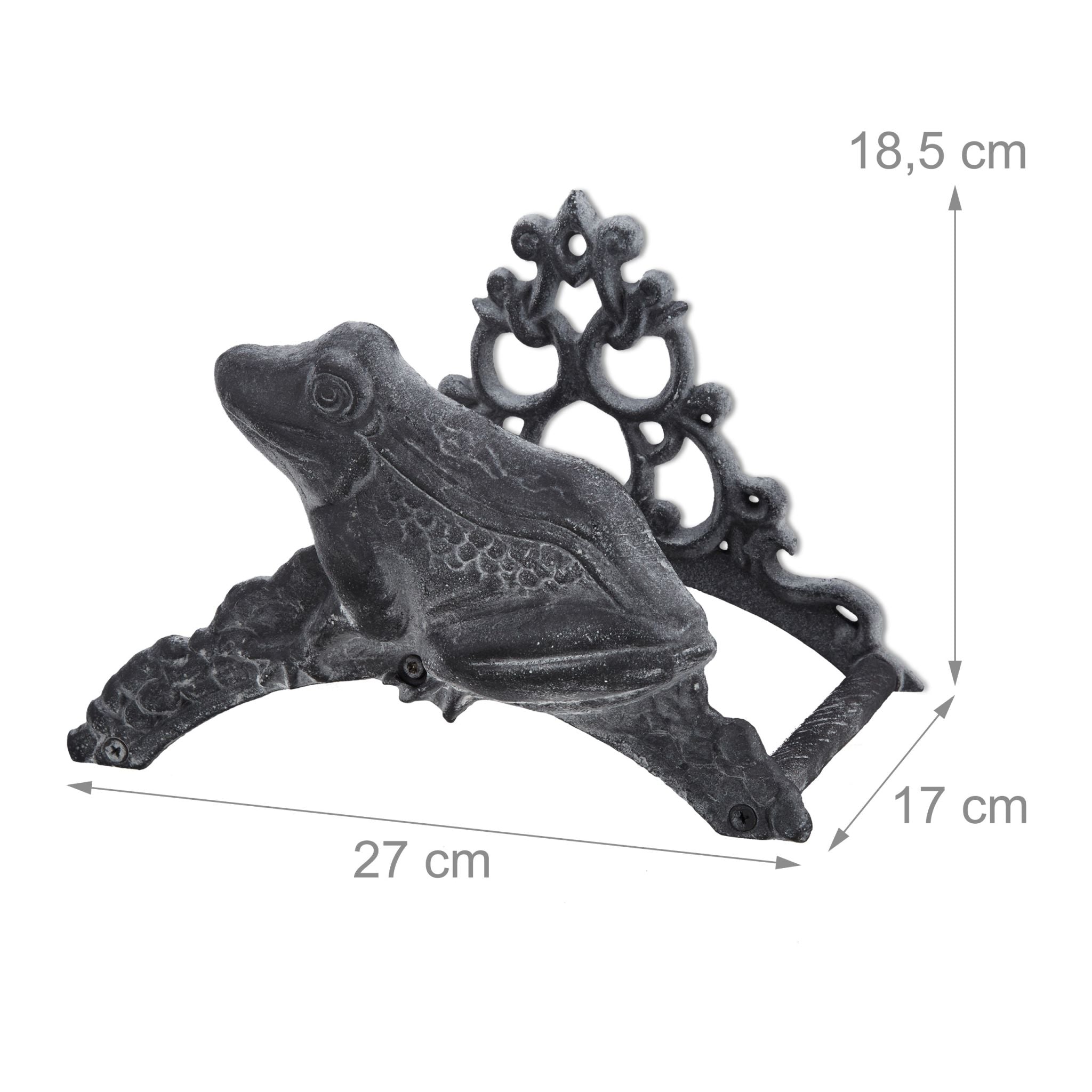 Gartenschlauchhalter Gusseisen Frosch Grau von Relaxdays