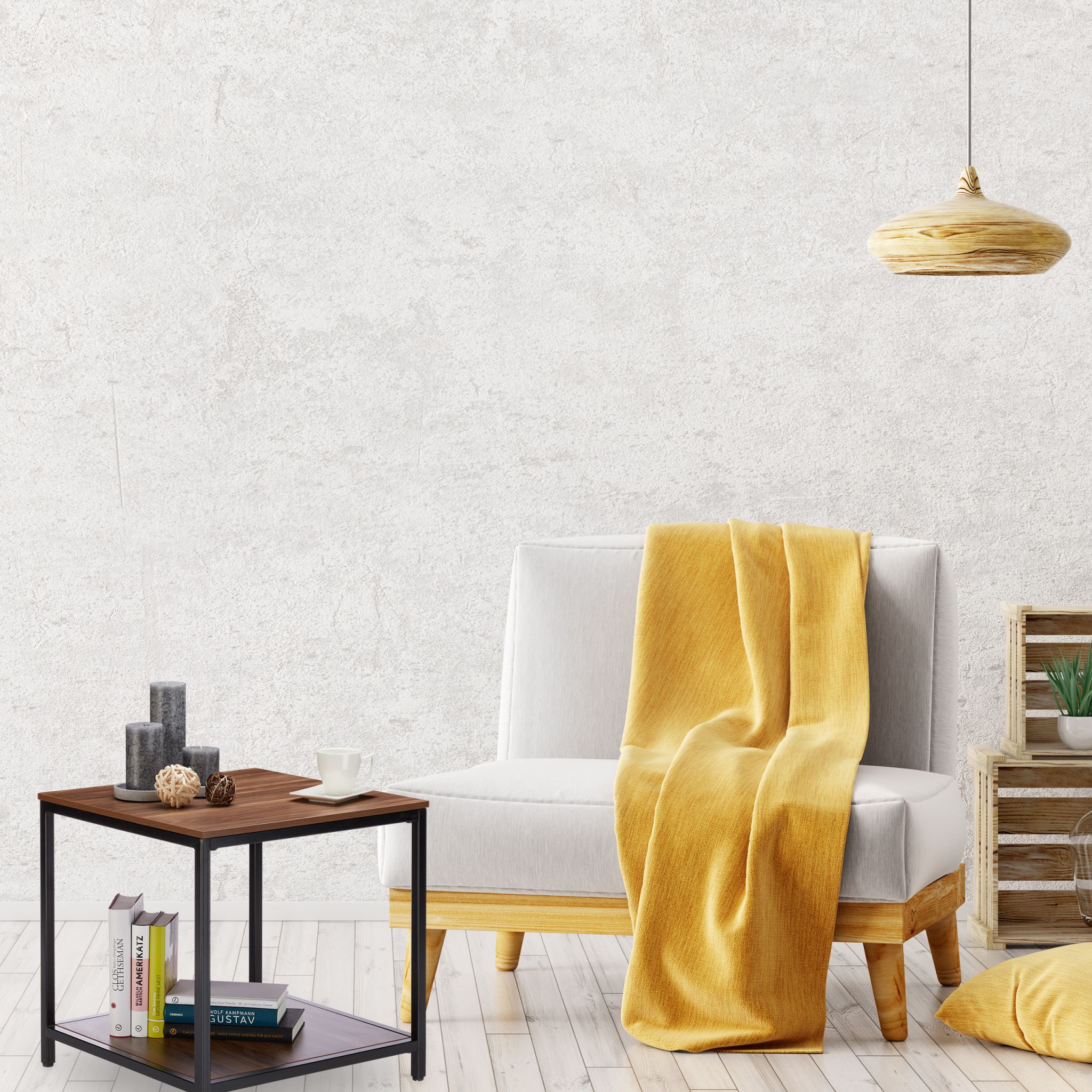 Beistelltisch Holz mit Metallgestell Hellbraun-Schwarz von Relaxdays