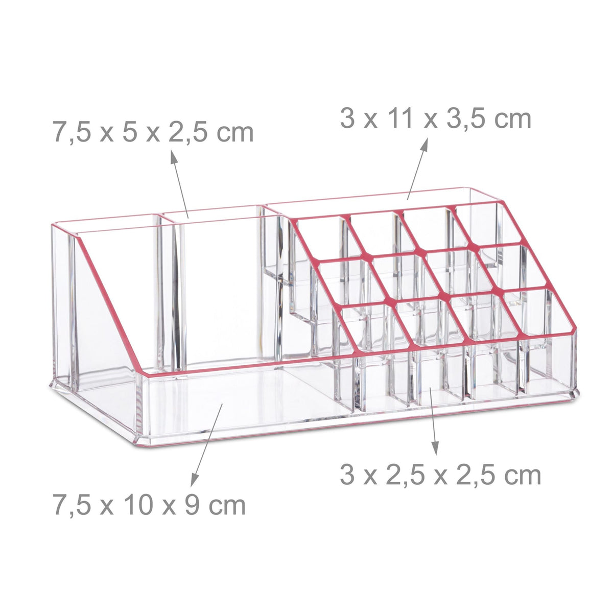 Make Up Organizer mit 4 Schubfächern Pink-Transparent von Relaxdays