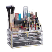 Make Up Organizer mit 4 Schubfächern Gold-Transparent von Relaxdays