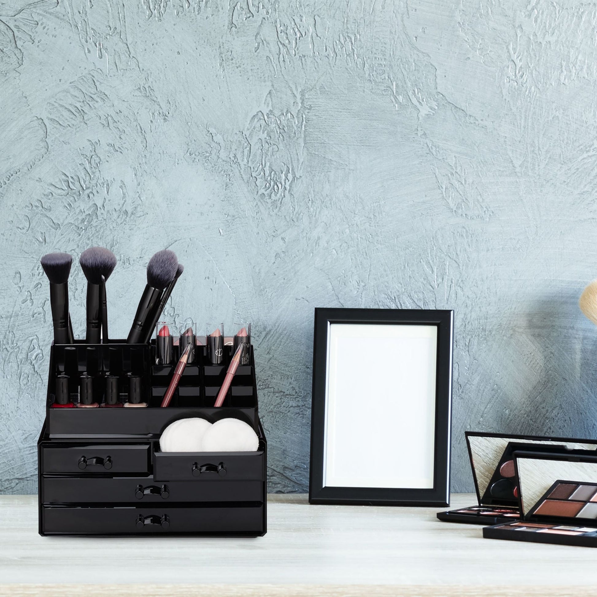 Make Up Organizer mit 4 Schubfächern Schwarz von Relaxdays