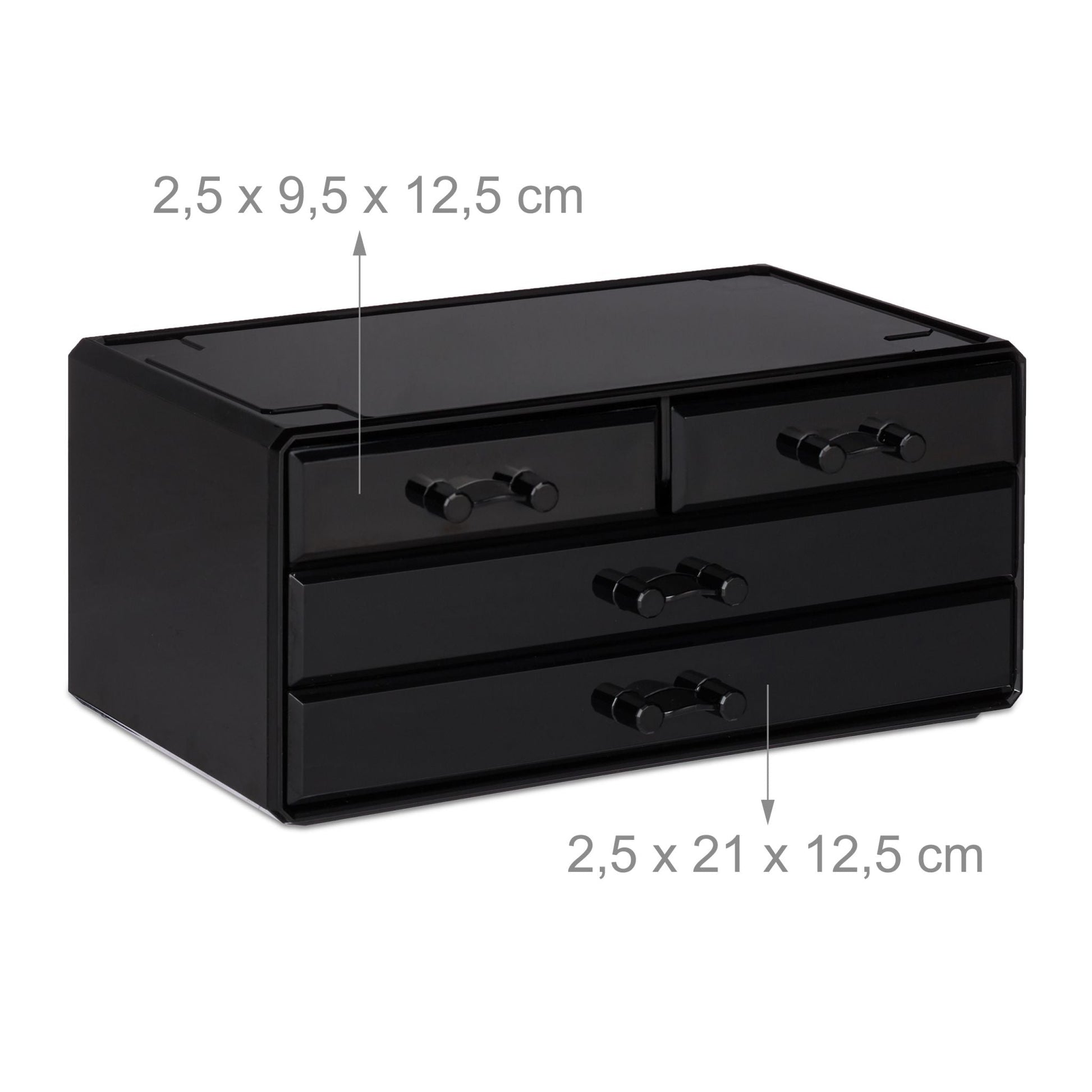 Make Up Organizer mit 4 Schubfächern Schwarz von Relaxdays