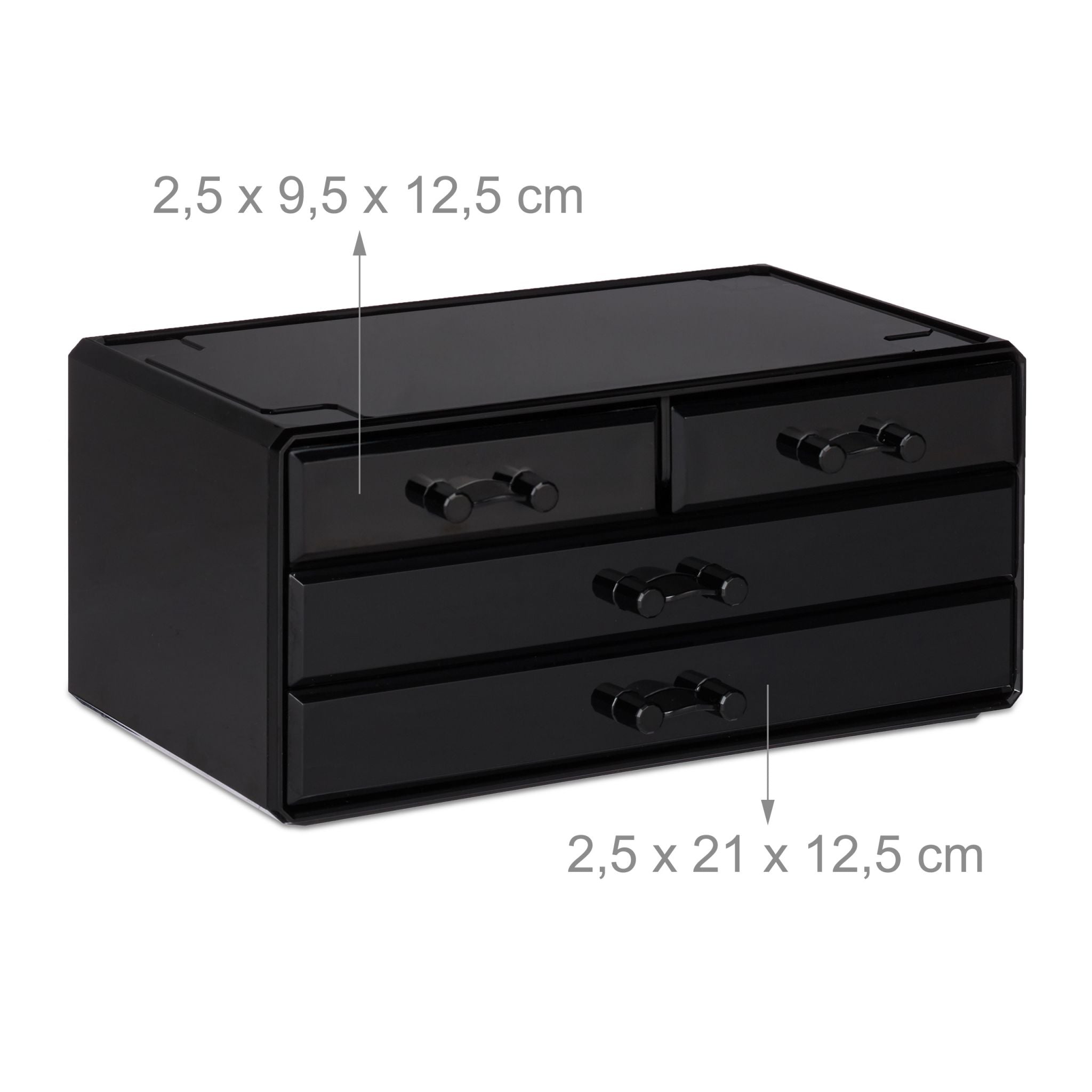 Make Up Organizer mit 4 Schubfächern Schwarz von Relaxdays