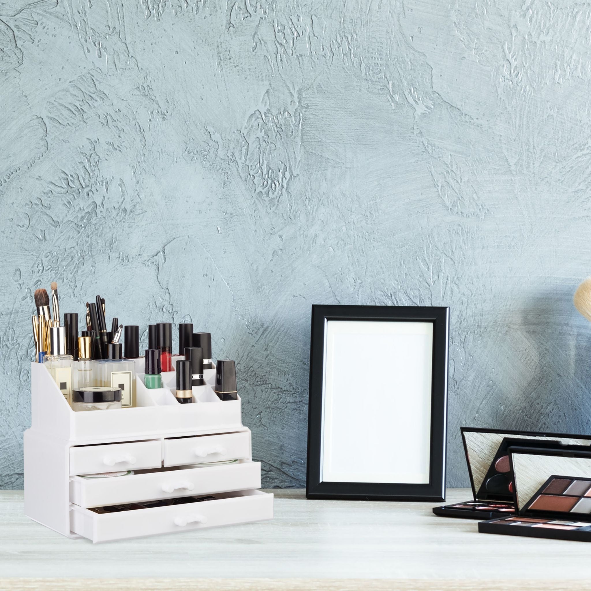 Make Up Organizer mit 4 Schubfächern Weiss von Relaxdays
