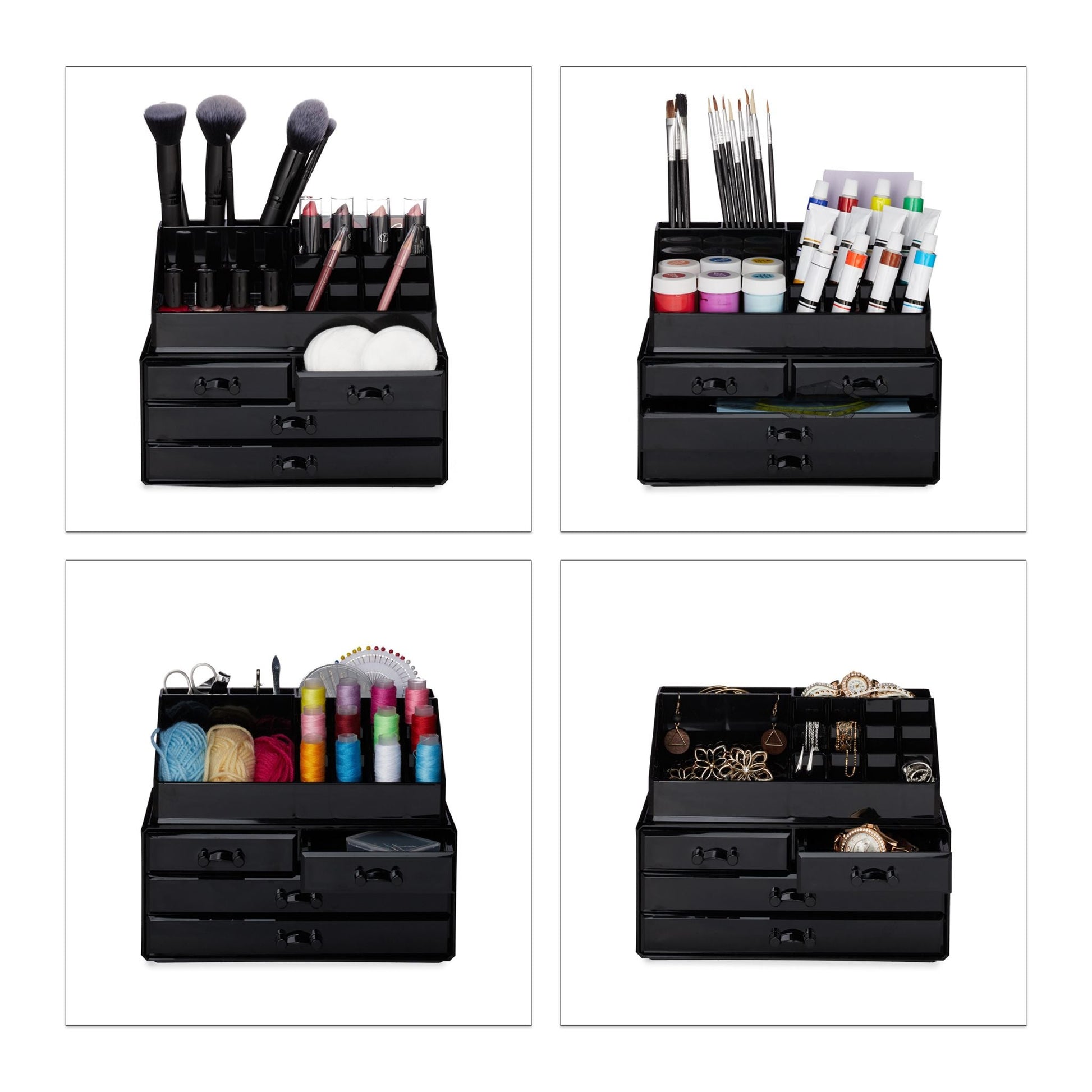 Make Up Organizer mit 4 Schubfächern Weiss von Relaxdays