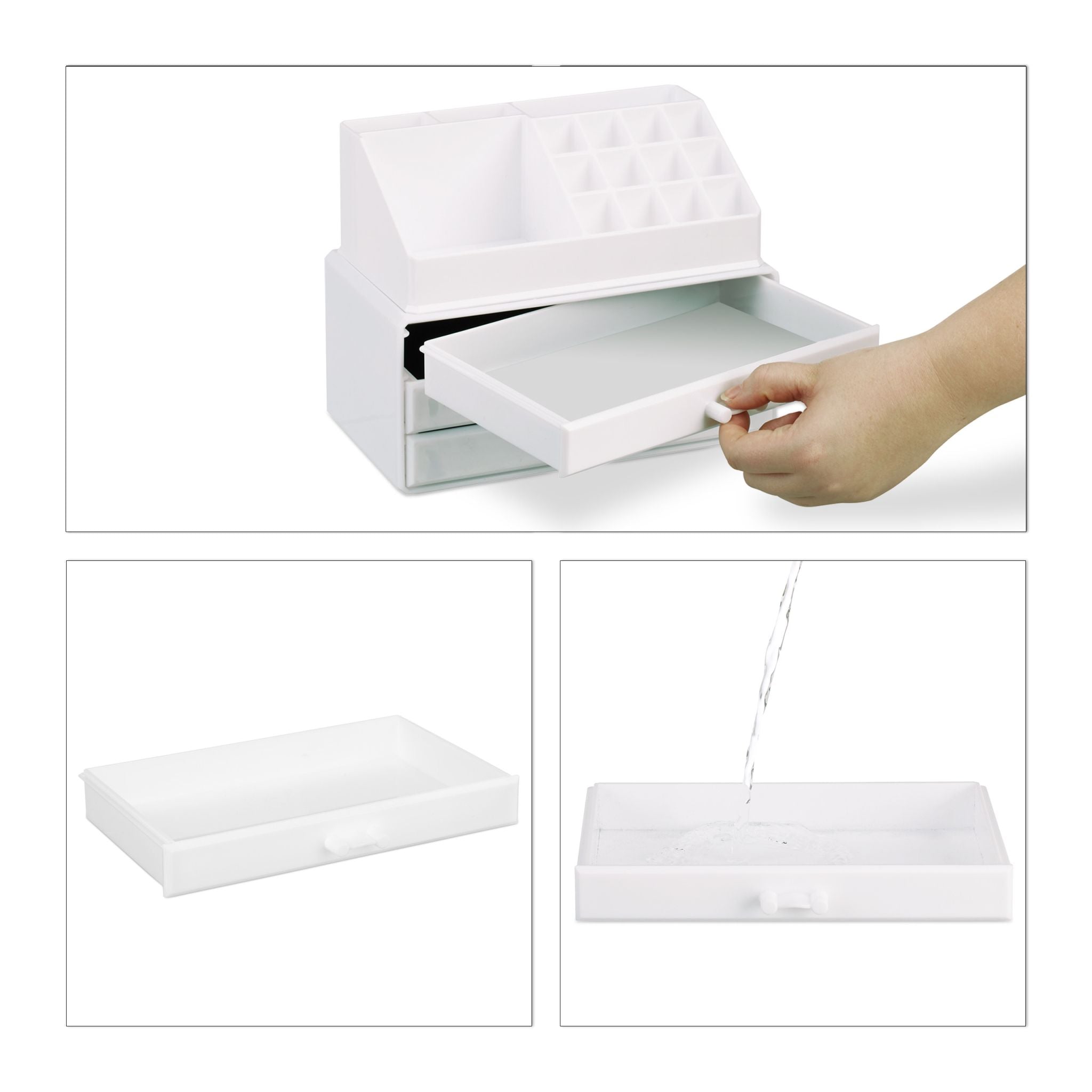 Make Up Organizer mit 4 Schubfächern Weiss von Relaxdays