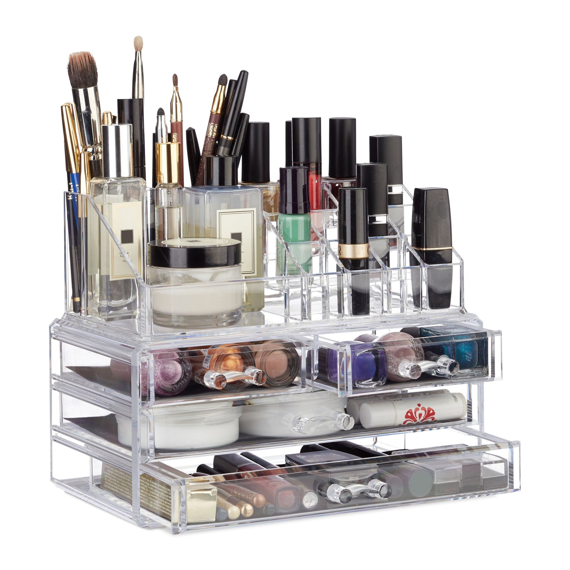 Make Up Organizer mit 4 Schubfächern Transparent von Relaxdays