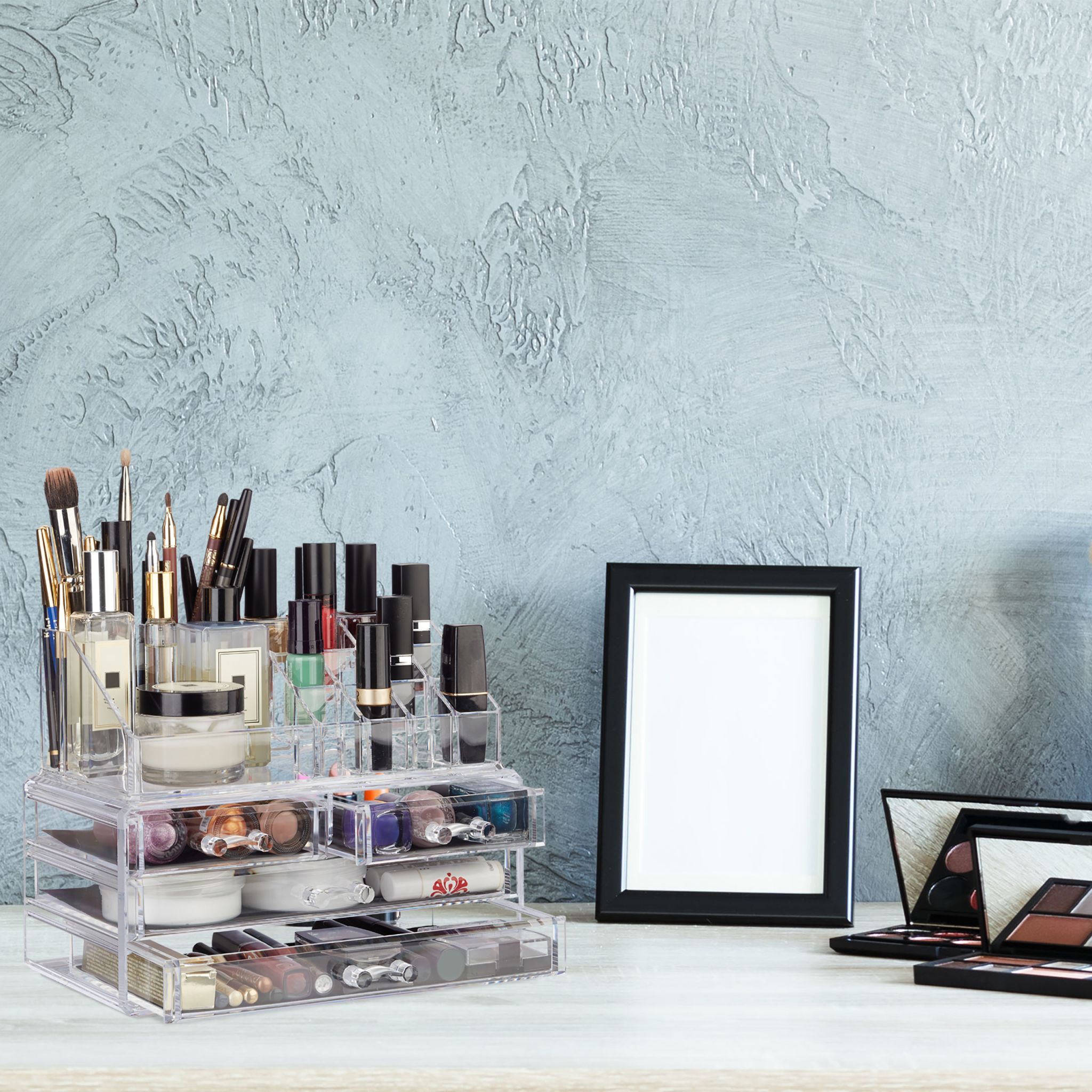 Make Up Organizer mit 4 Schubfächern Transparent von Relaxdays