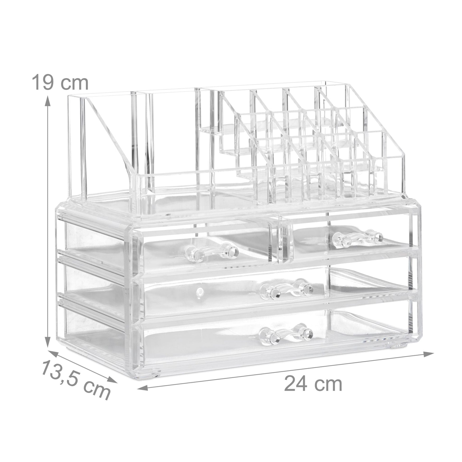 Make Up Organizer mit 4 Schubfächern Transparent von Relaxdays