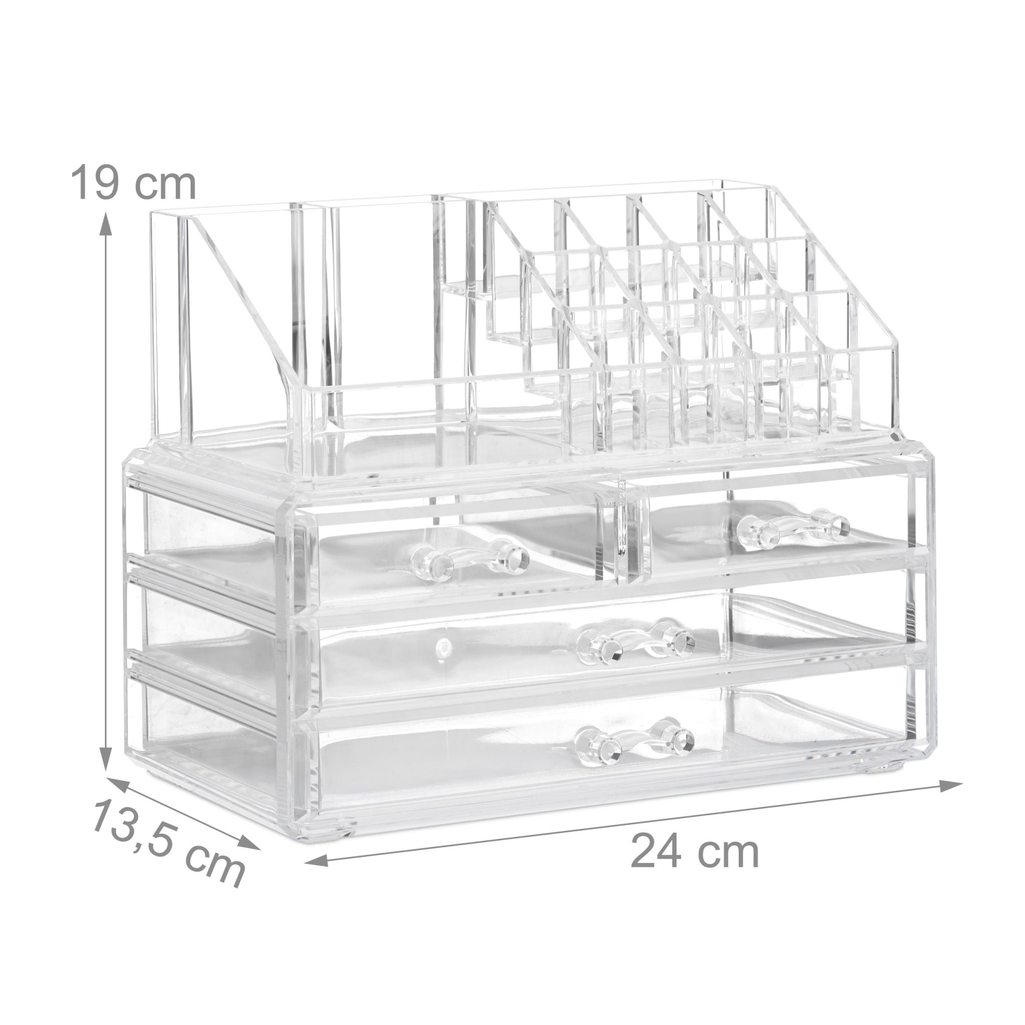 Make Up Organizer mit 4 Schubfächern Transparent von Relaxdays