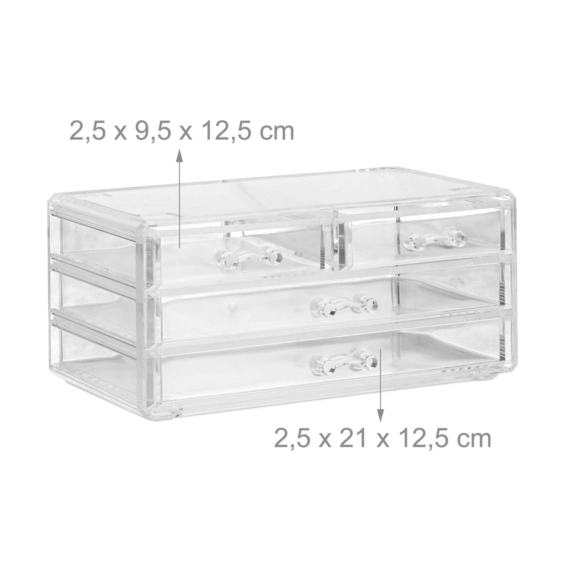 Make Up Organizer mit 4 Schubfächern Transparent von Relaxdays