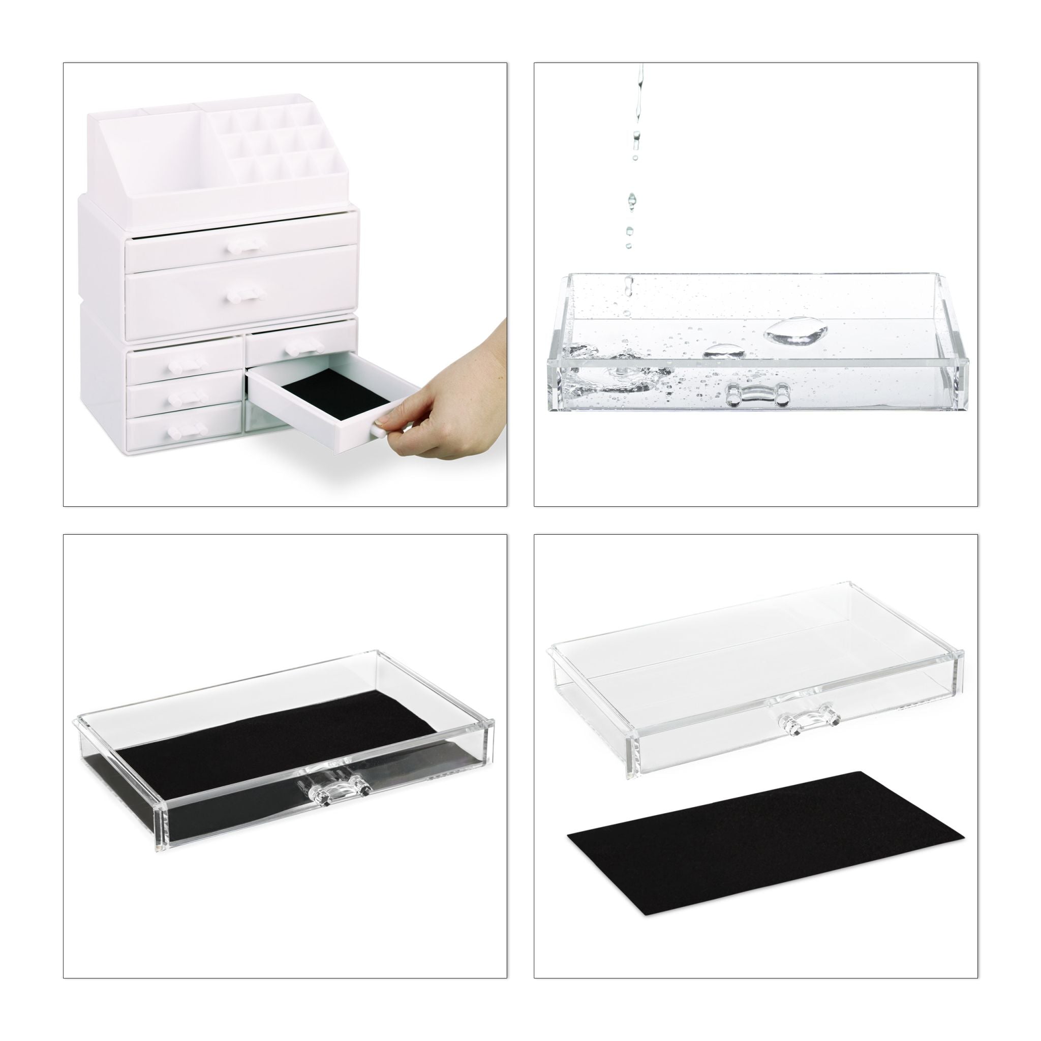 Make Up Organizer mit 4 Schubfächern Transparent von Relaxdays