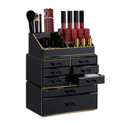 Make Up Organizer mit 8 Schubladen Gold-Schwarz von Relaxdays