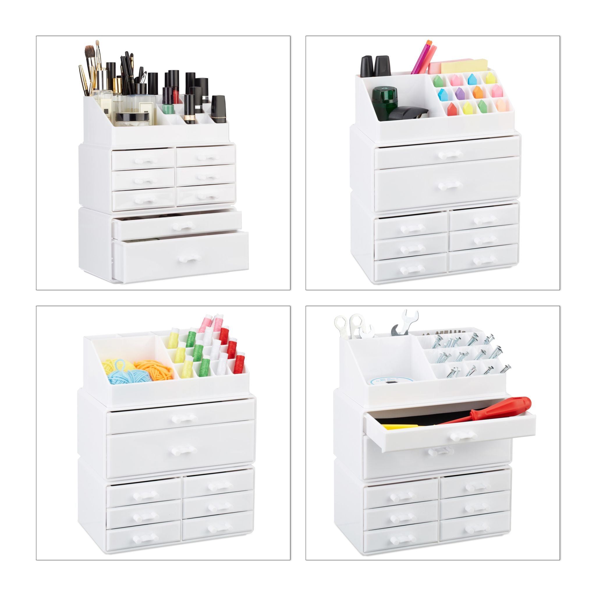Make Up Organizer mit 8 Schubladen Gold-Schwarz von Relaxdays