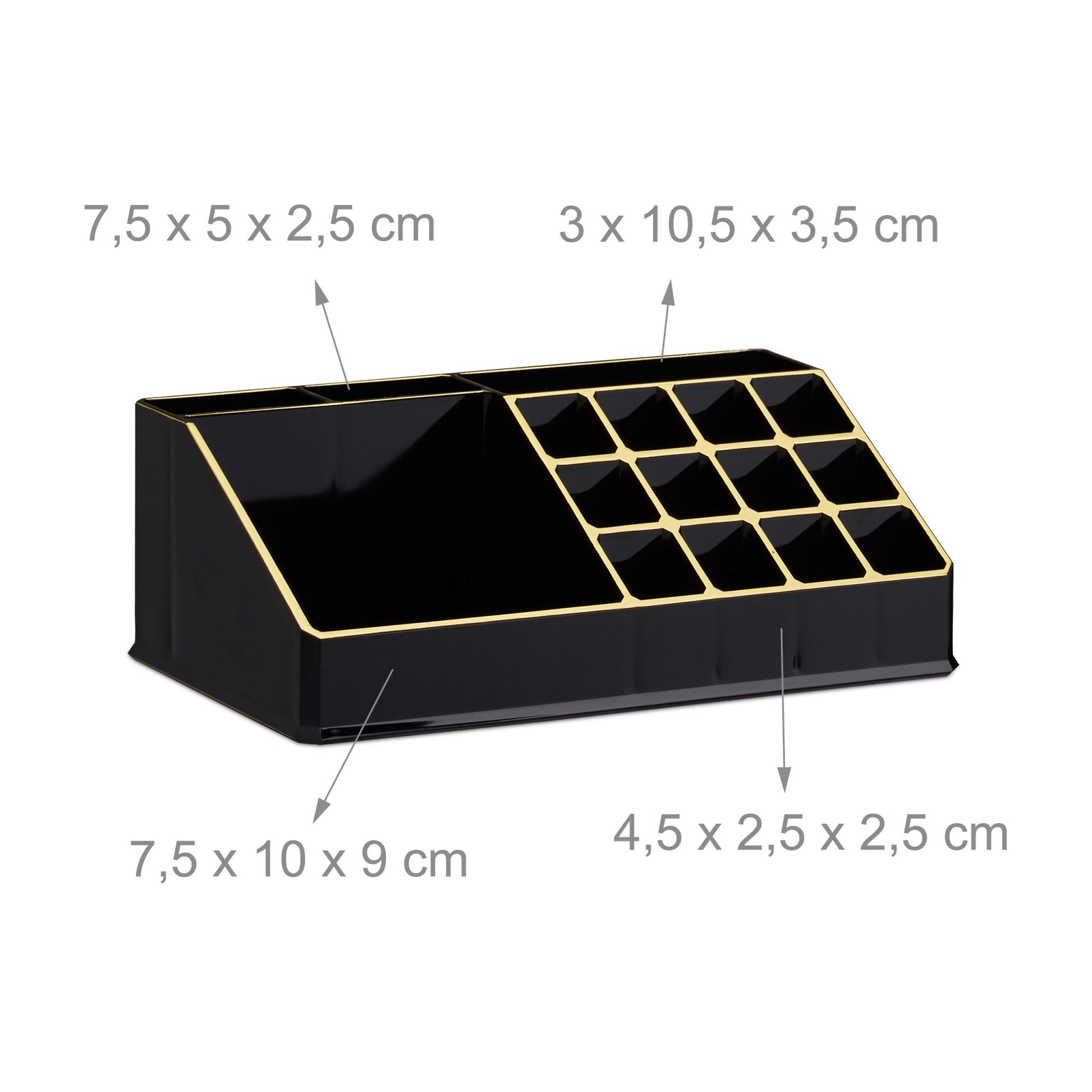 Make Up Organizer mit 8 Schubladen Gold-Schwarz von Relaxdays