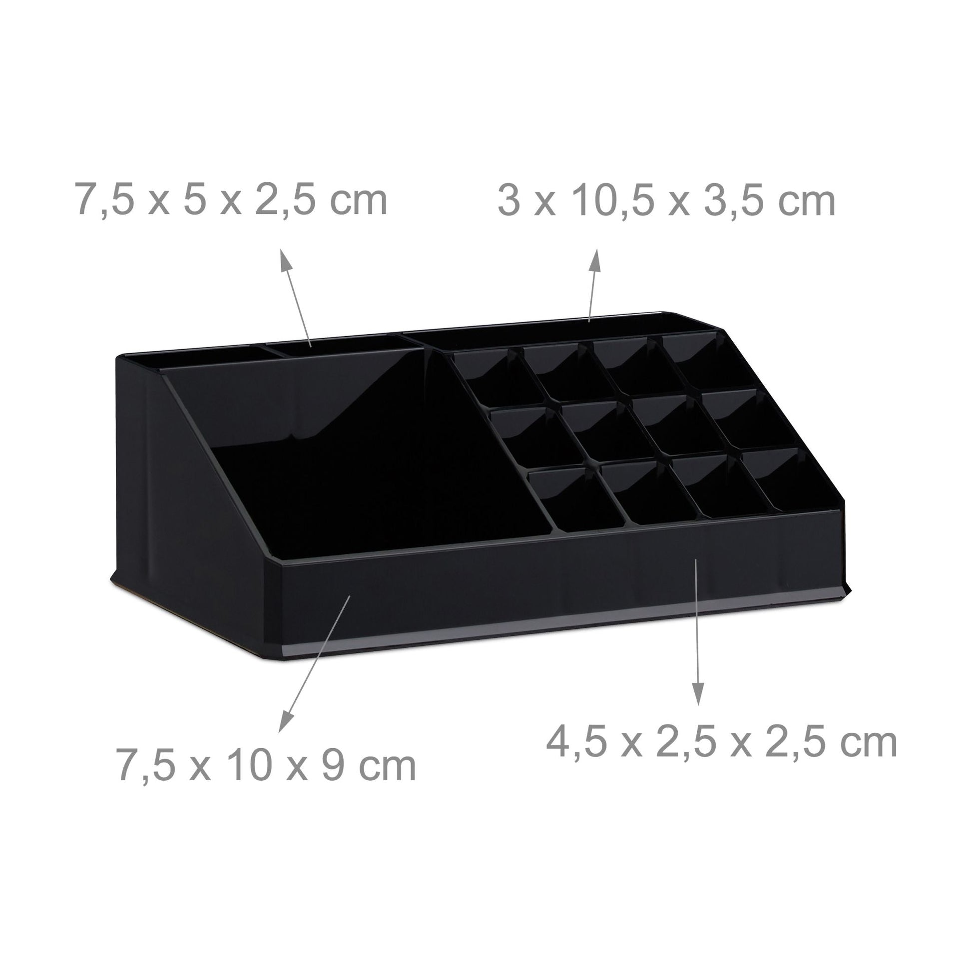 Make Up Organizer mit 8 Schubladen Schwarz von Relaxdays