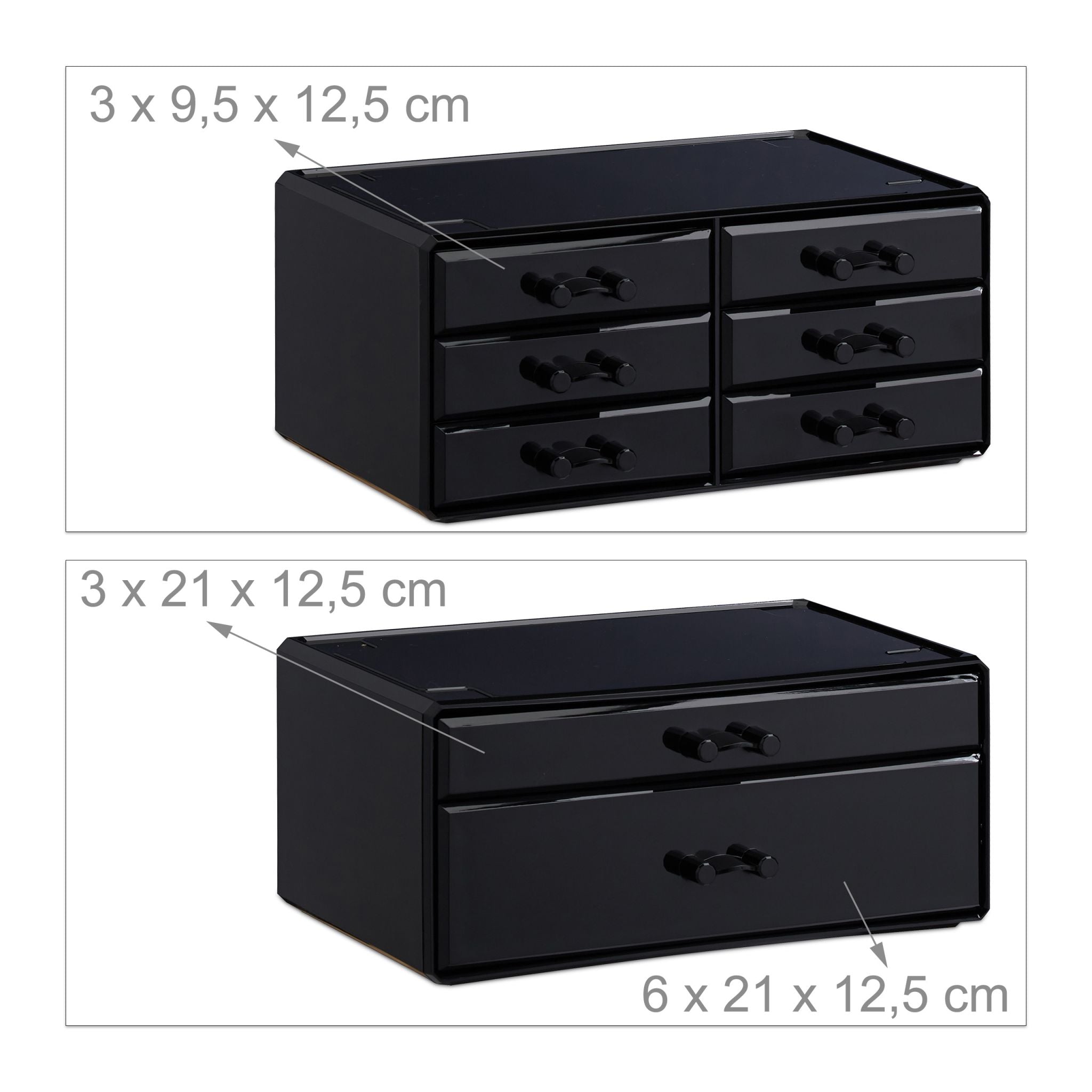 Make Up Organizer mit 8 Schubladen Schwarz von Relaxdays