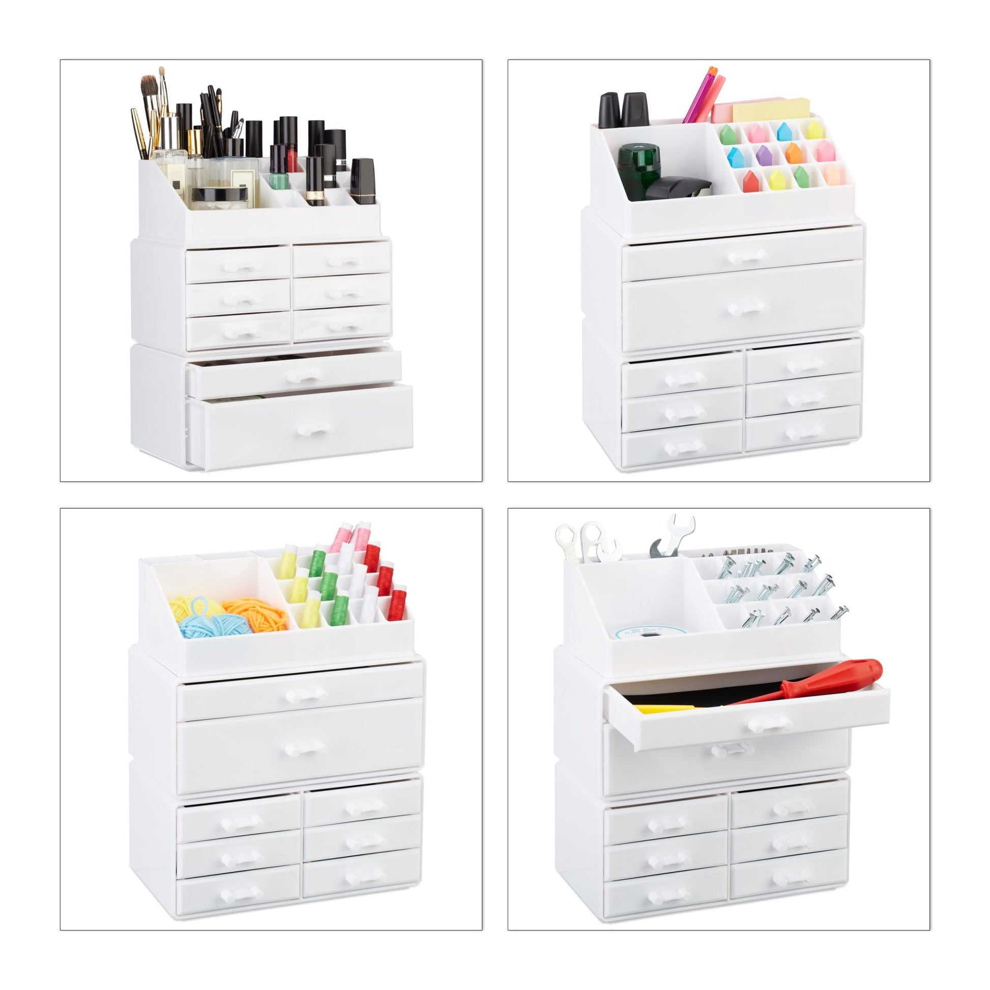 Make Up Organizer mit 8 Schubladen Weiss von Relaxdays