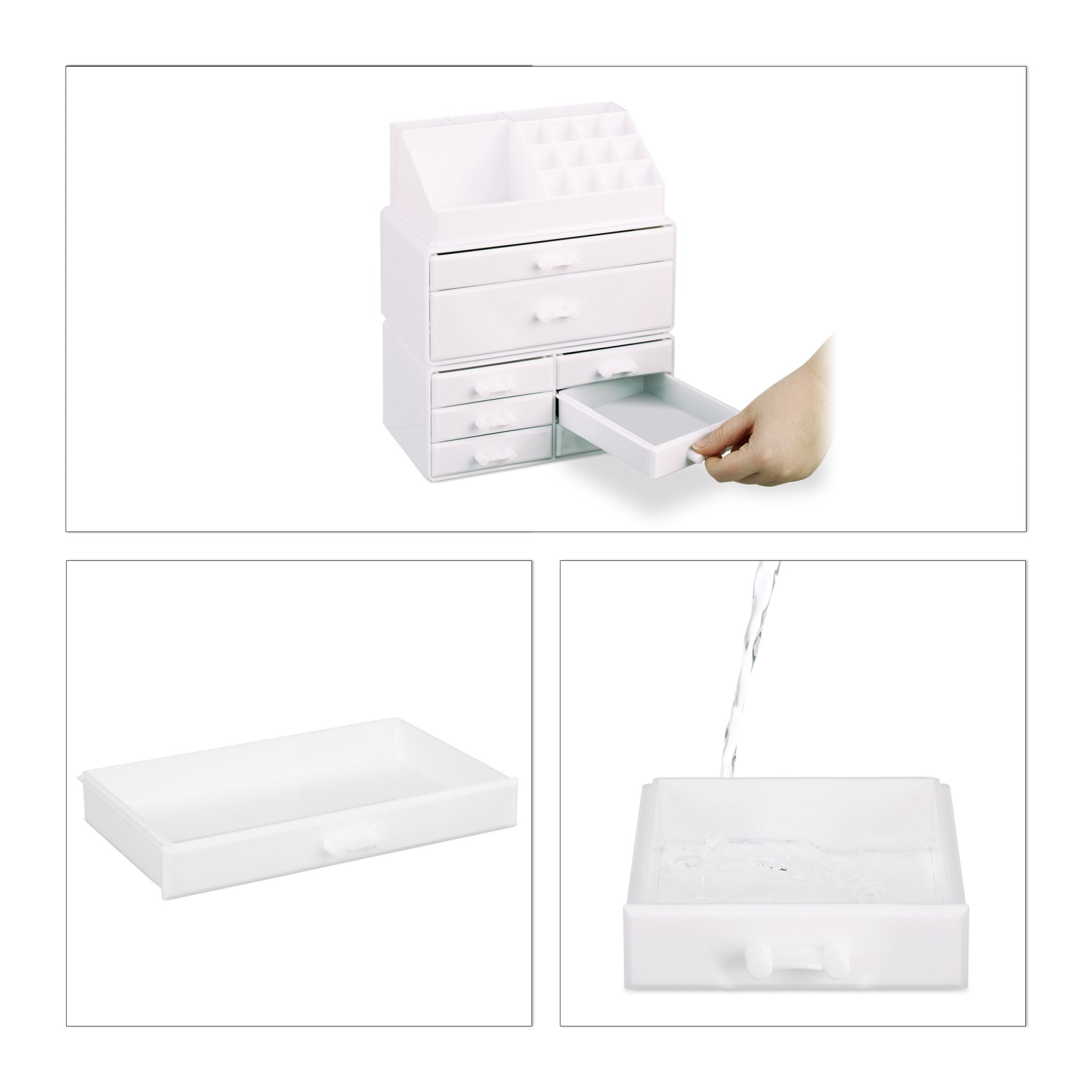 Make Up Organizer mit 8 Schubladen Weiss von Relaxdays