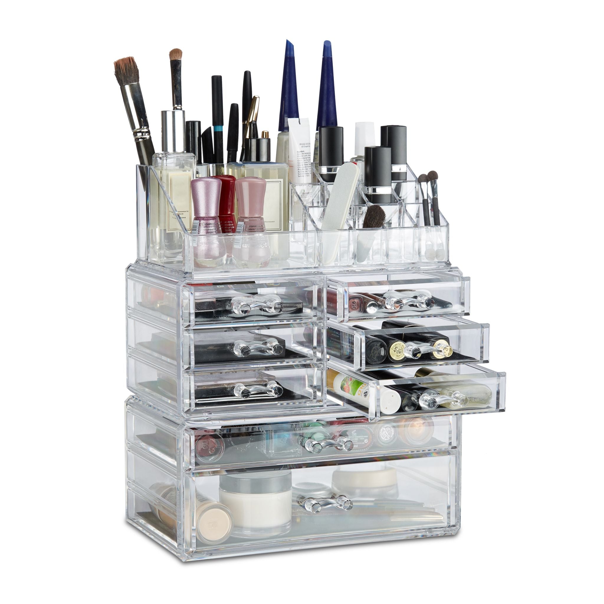 Make Up Organizer mit 8 Schubladen Transparent von Relaxdays