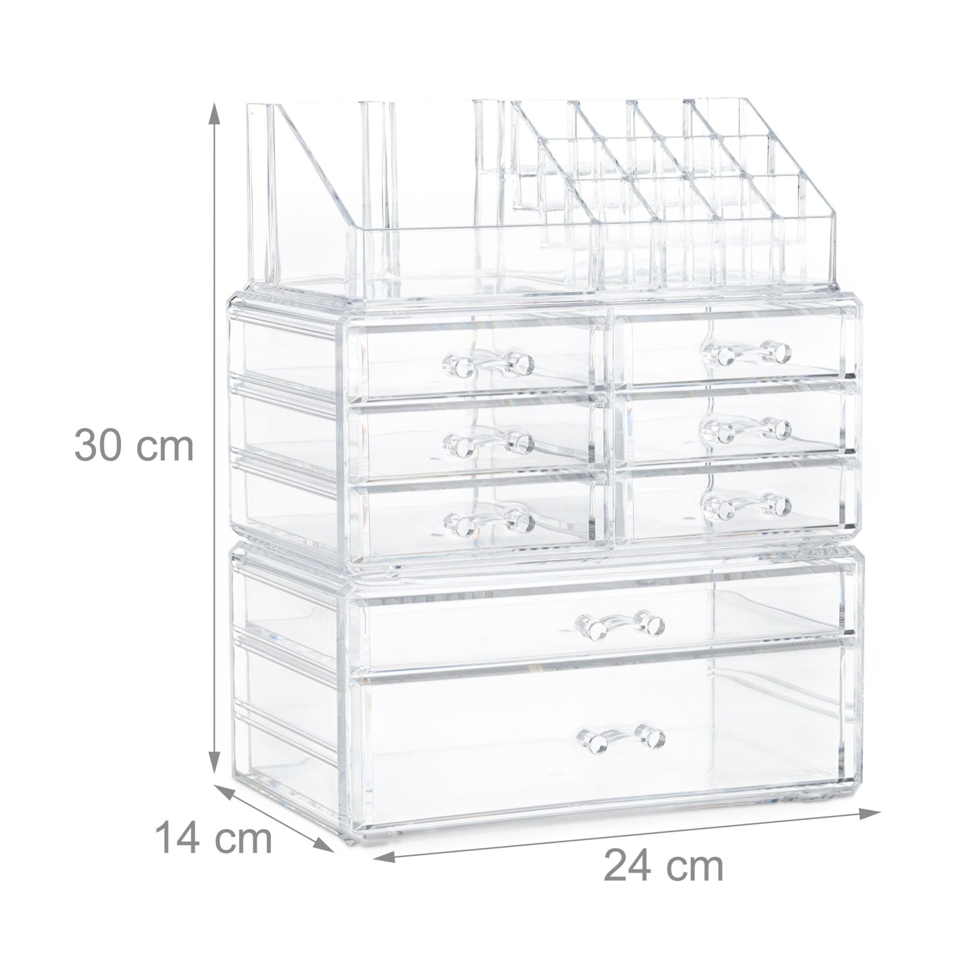 Make Up Organizer mit 8 Schubladen Transparent von Relaxdays
