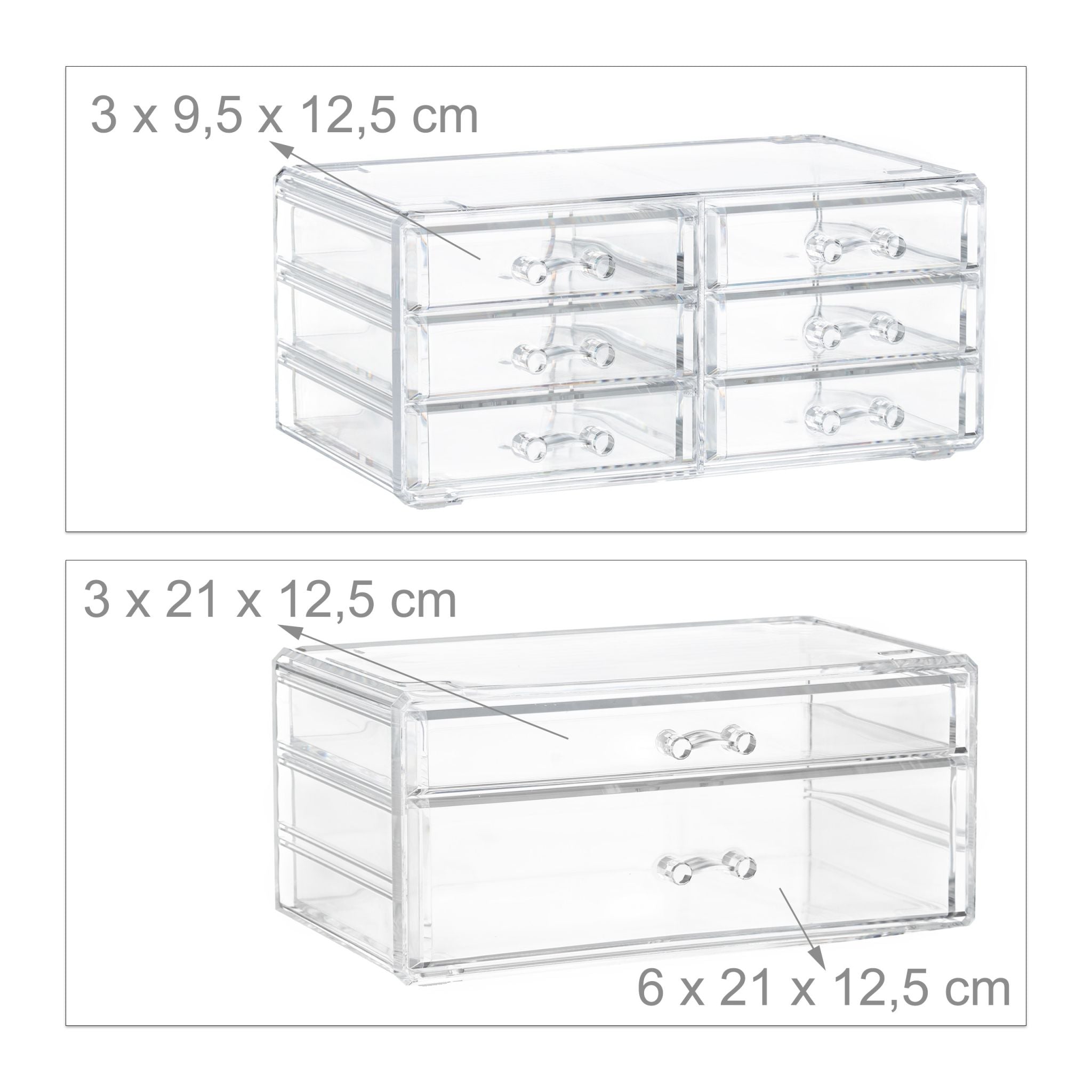 Make Up Organizer mit 8 Schubladen Transparent von Relaxdays