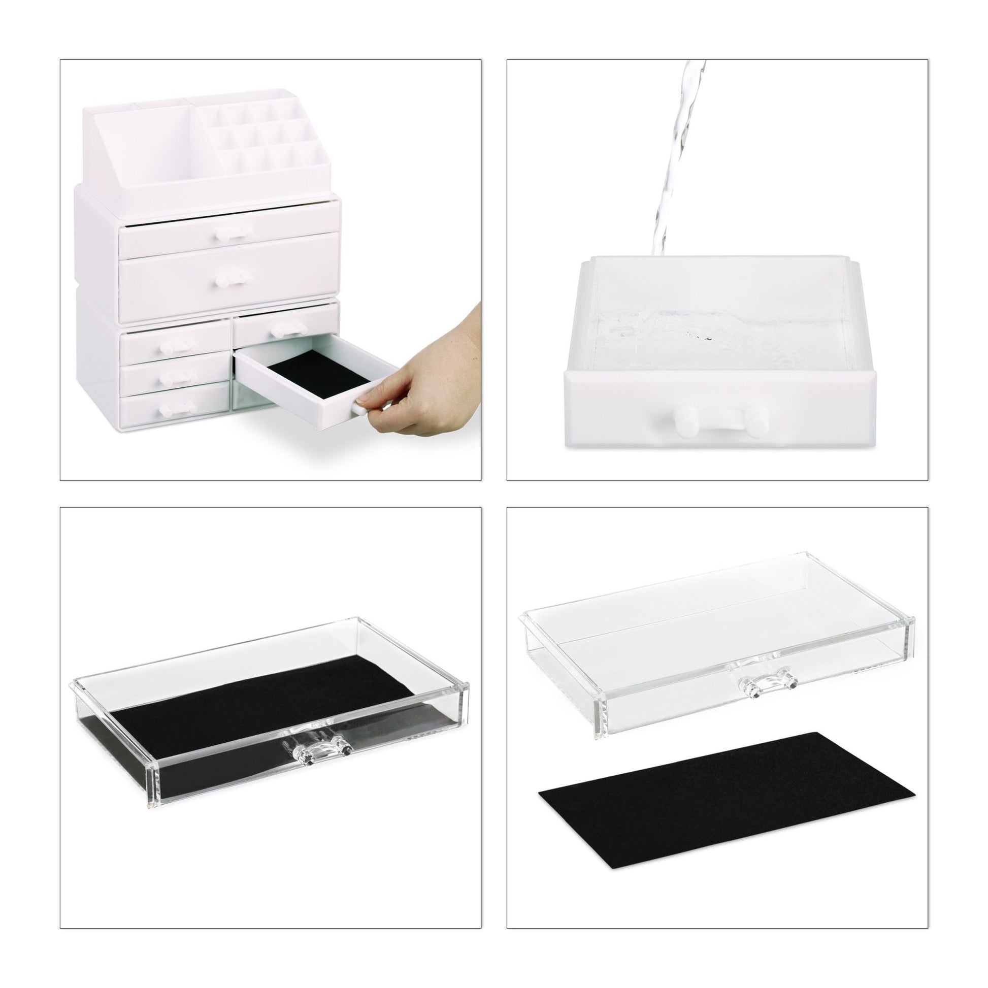Make Up Organizer mit 8 Schubladen Transparent von Relaxdays