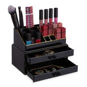 Make Up Organizer mit 3 Schubladen Gold-Schwarz von Relaxdays