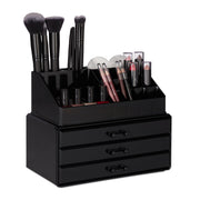 Make Up Organizer mit 3 Schubladen Schwarz von Relaxdays