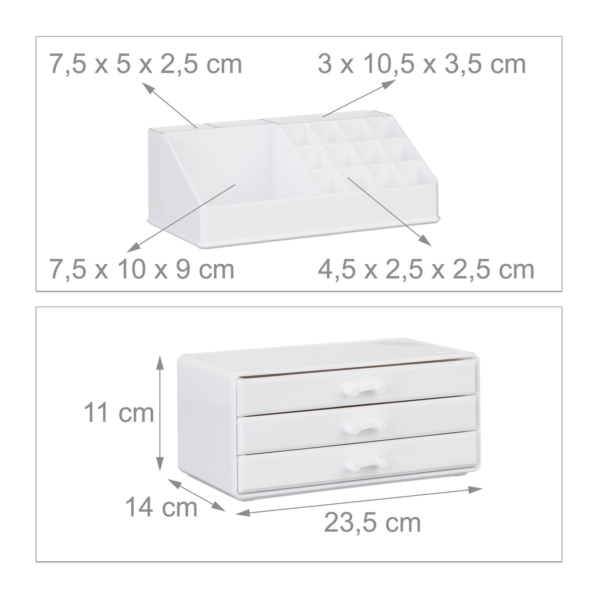 Make Up Organizer mit 3 Schubladen Weiss von Relaxdays