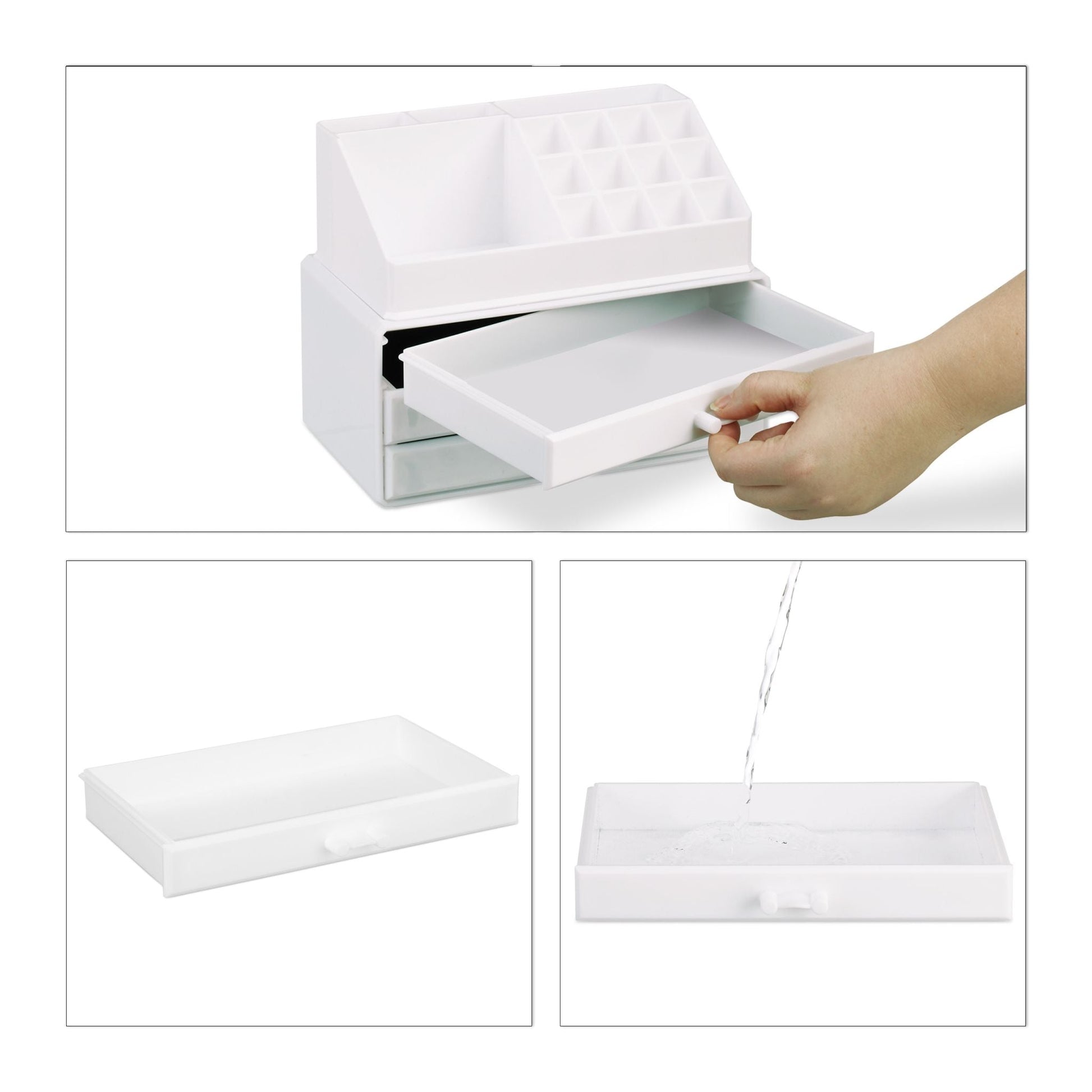 Make Up Organizer mit 3 Schubladen Weiss von Relaxdays