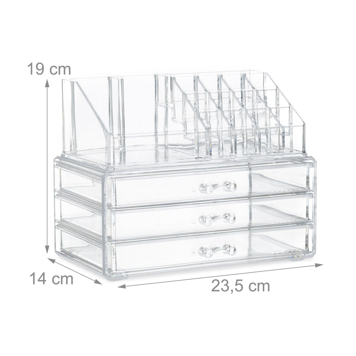 Make Up Organizer mit 3 Schubladen Transparent von Relaxdays