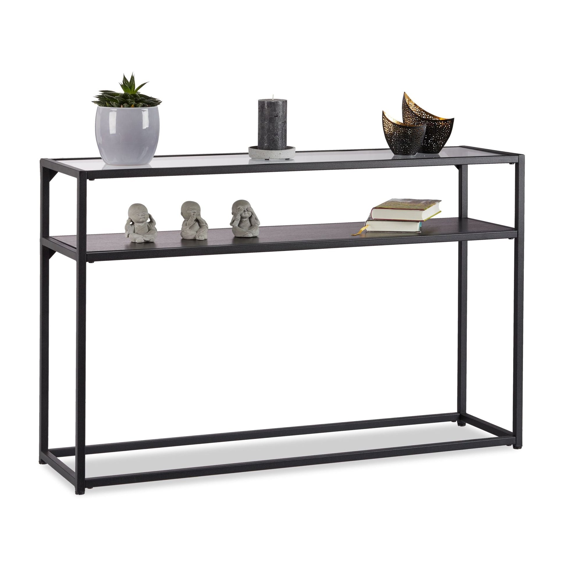 Konsolentisch mit Glasplatte Schwarz-Transparent von Relaxdays