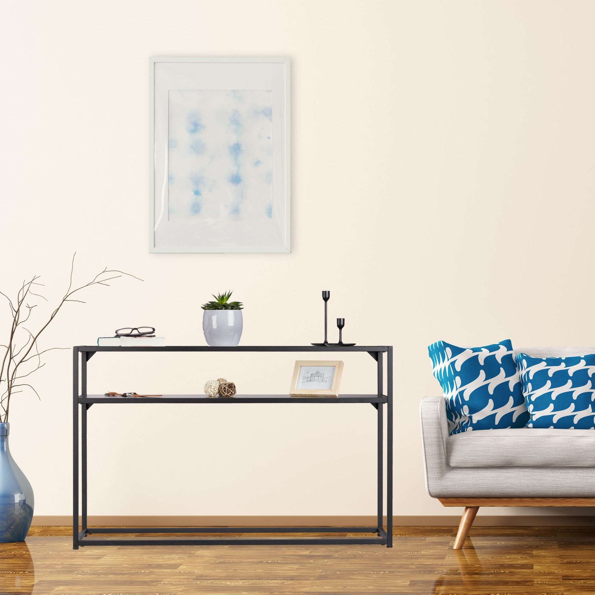 Konsolentisch mit Glasplatte Schwarz-Transparent von Relaxdays