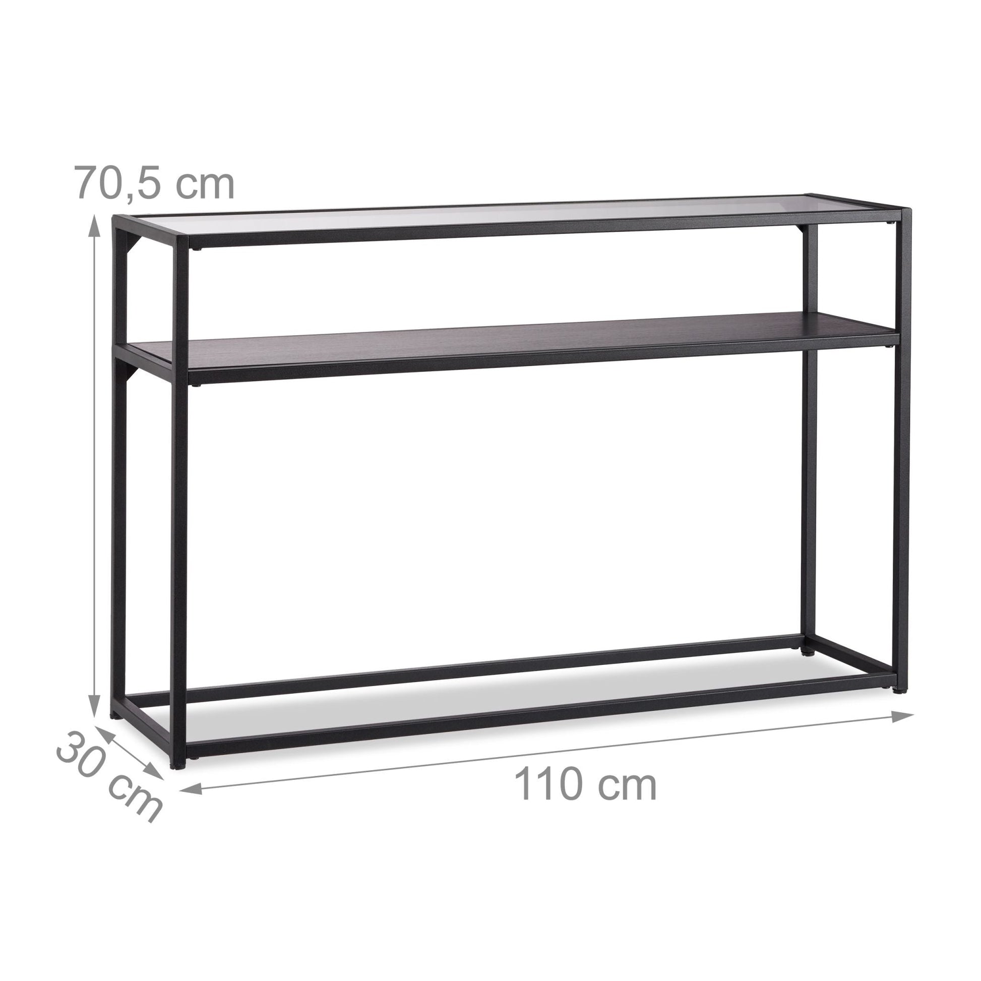 Konsolentisch mit Glasplatte Schwarz-Transparent von Relaxdays